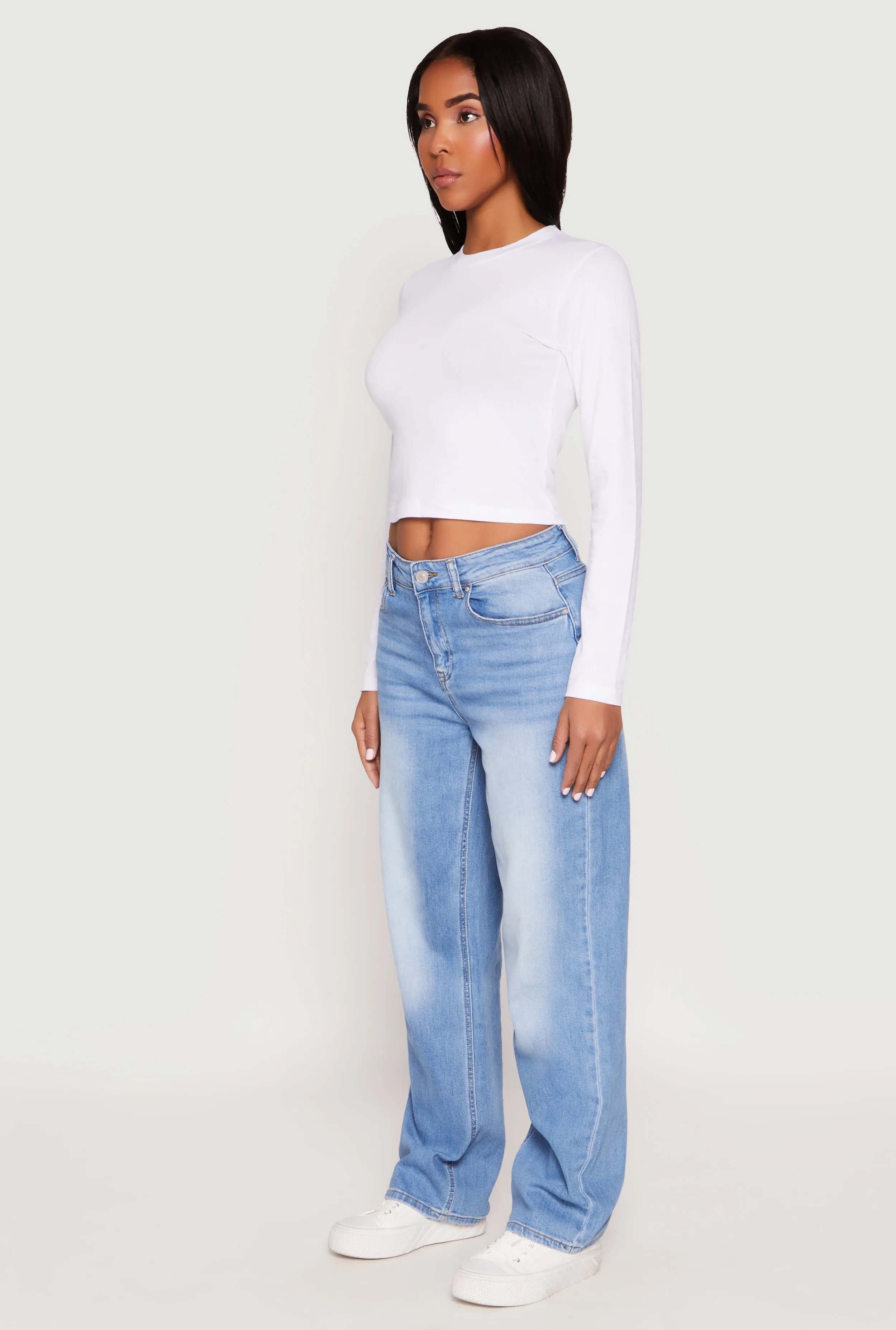 Long Sleeve Crew Neck Crop Top sold by Rainbow product image thumbnail 3