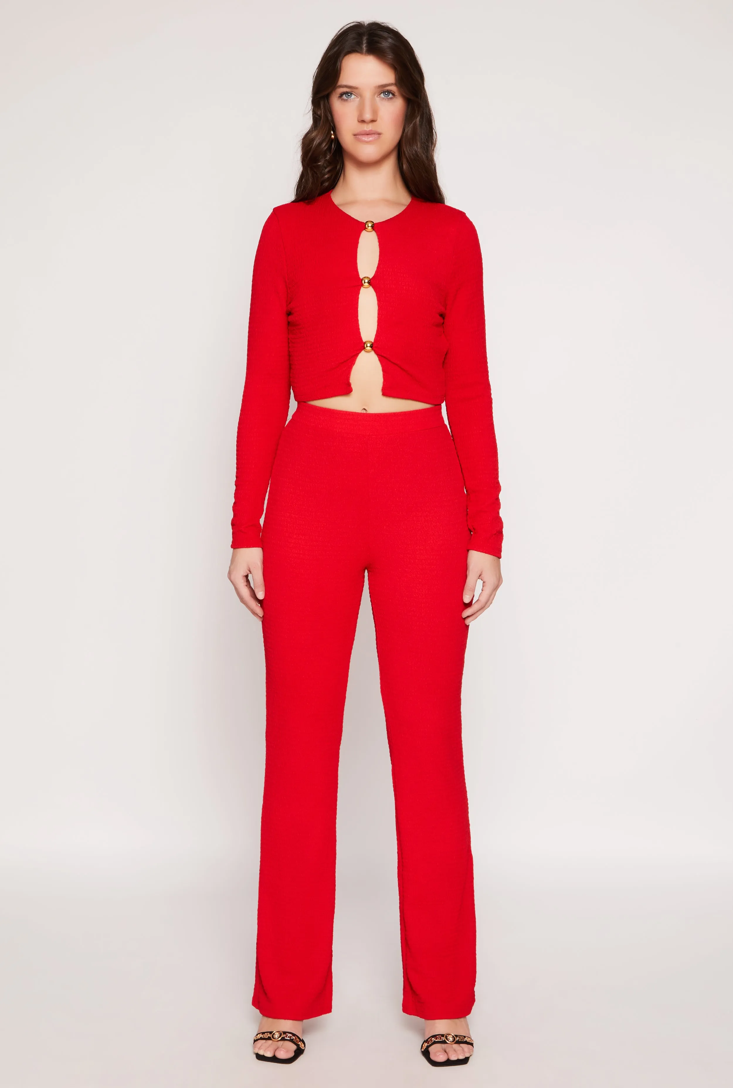 Textured Knit Keyhole Crop Top sold by Rainbow product image thumbnail 2