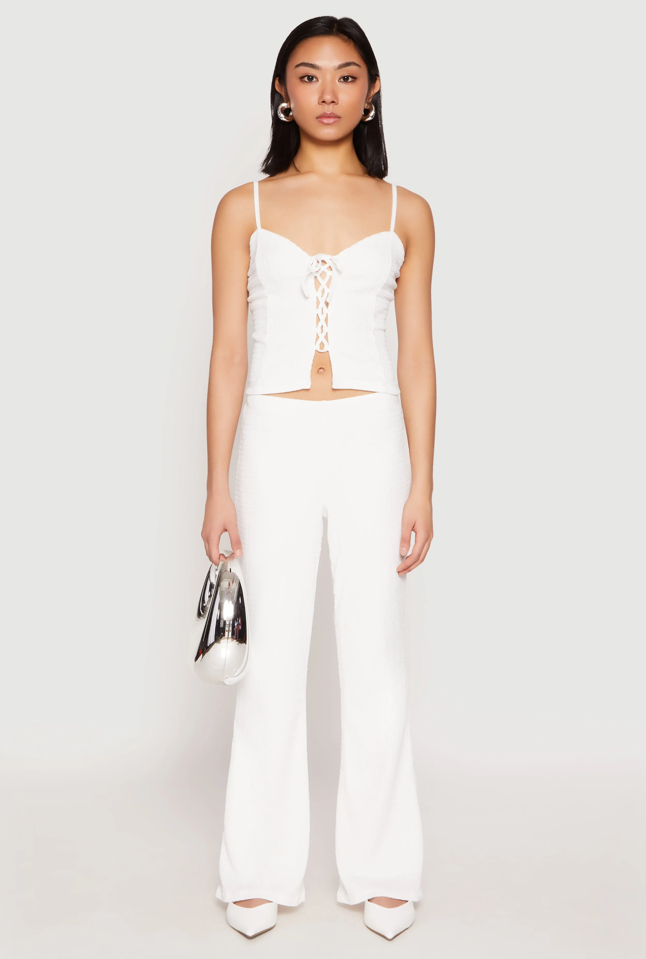 Almost Famous Textured Knit Flare Pants sold by Rainbow