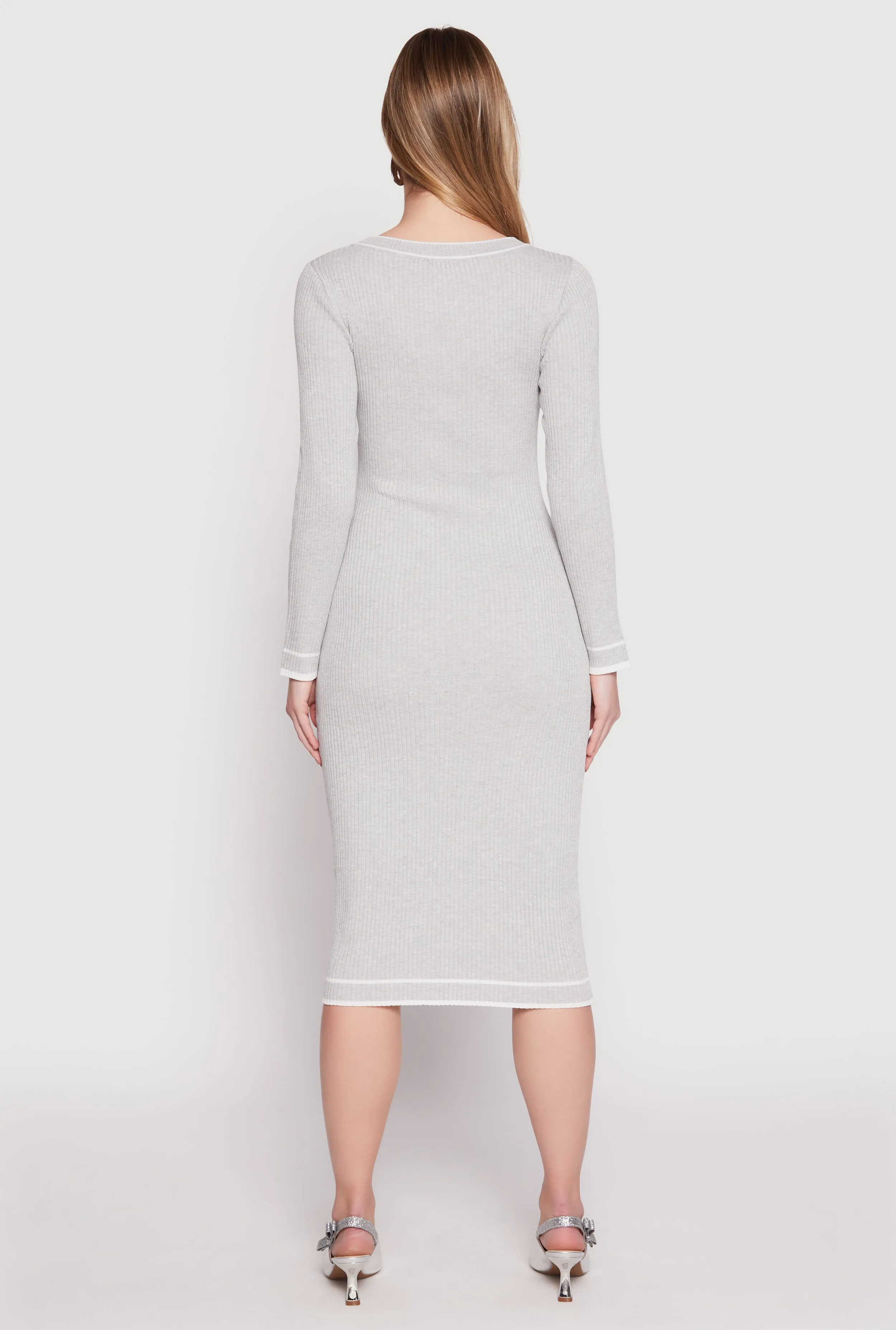 Daisy Ribbed Knit Contrast Trim Sweater Dress sold by Rainbow product image thumbnail 3