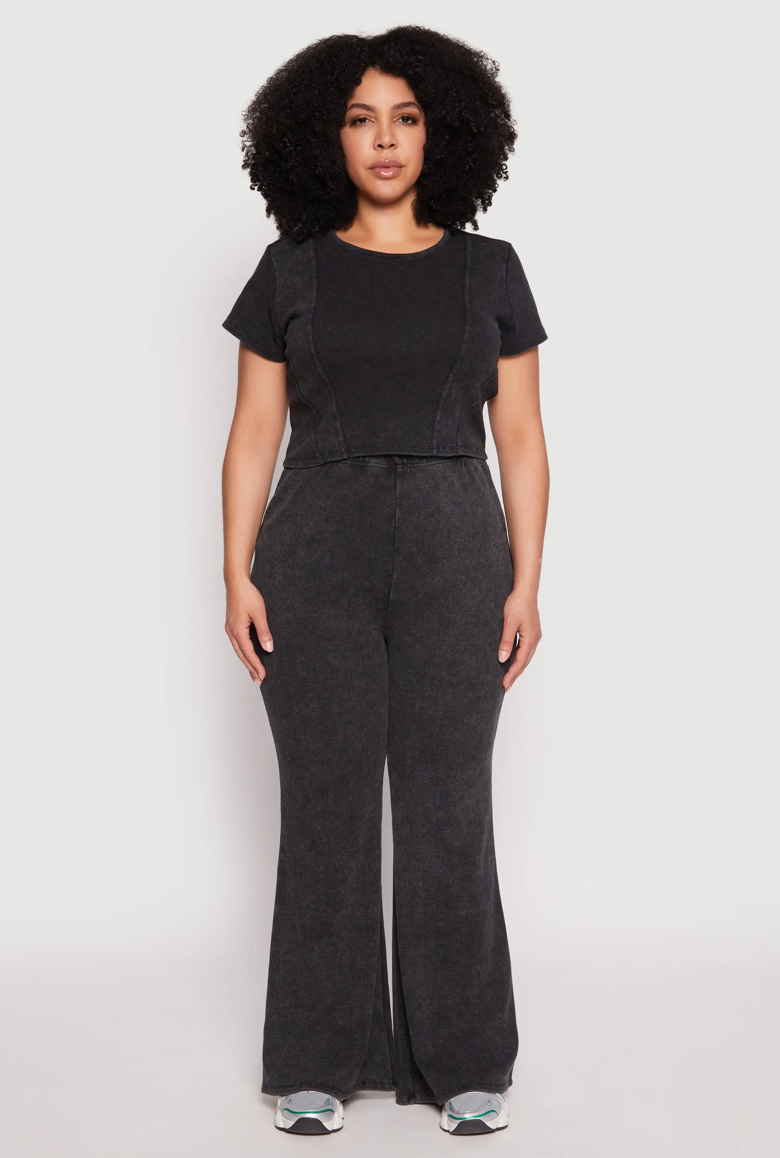 Plus Size Almost Famous Acid Wash Flare Pants sold by Rainbow