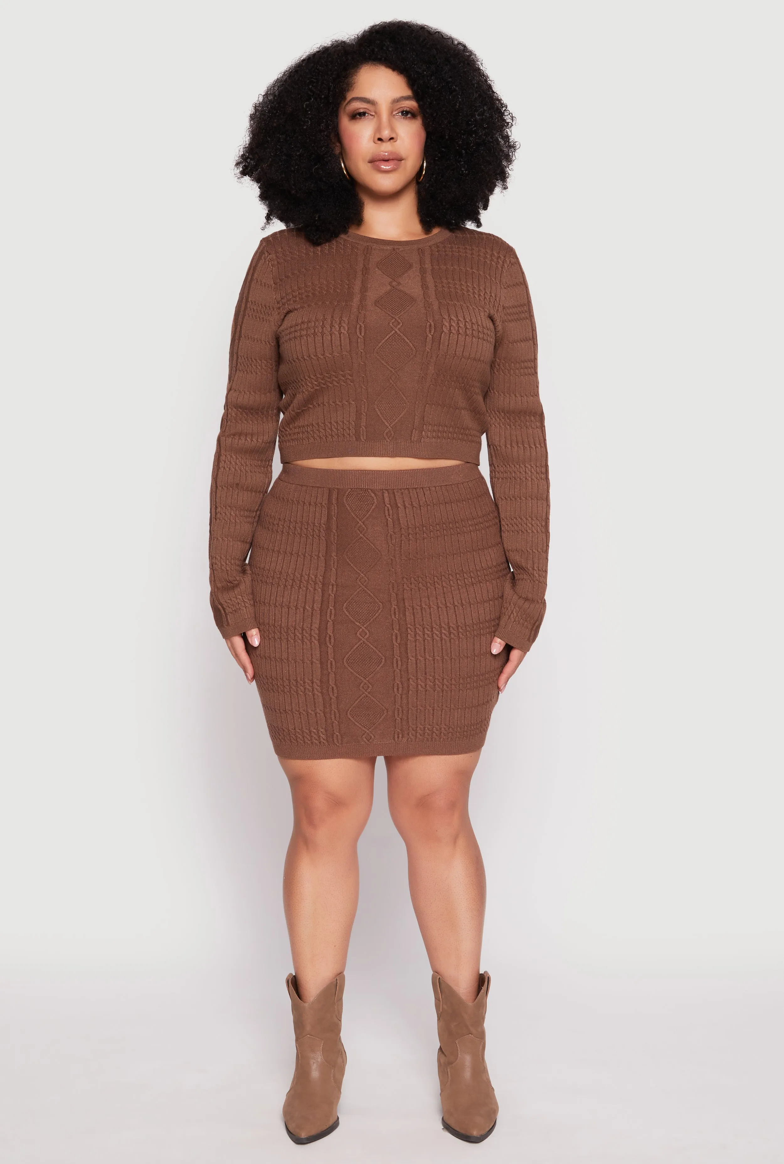 Plus Size Daisy Cable Knit Crew Neck Sweater sold by Rainbow product image thumbnail 2