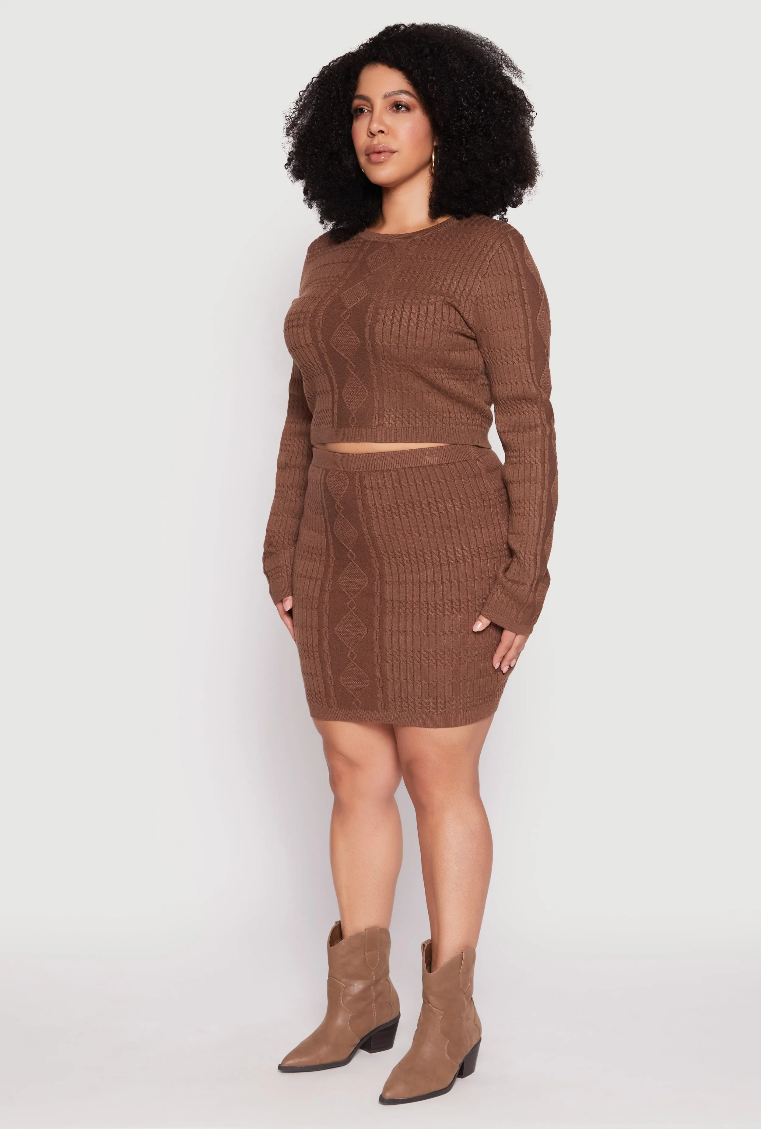 Plus Size Daisy Cable Knit Crew Neck Sweater sold by Rainbow product image thumbnail 3