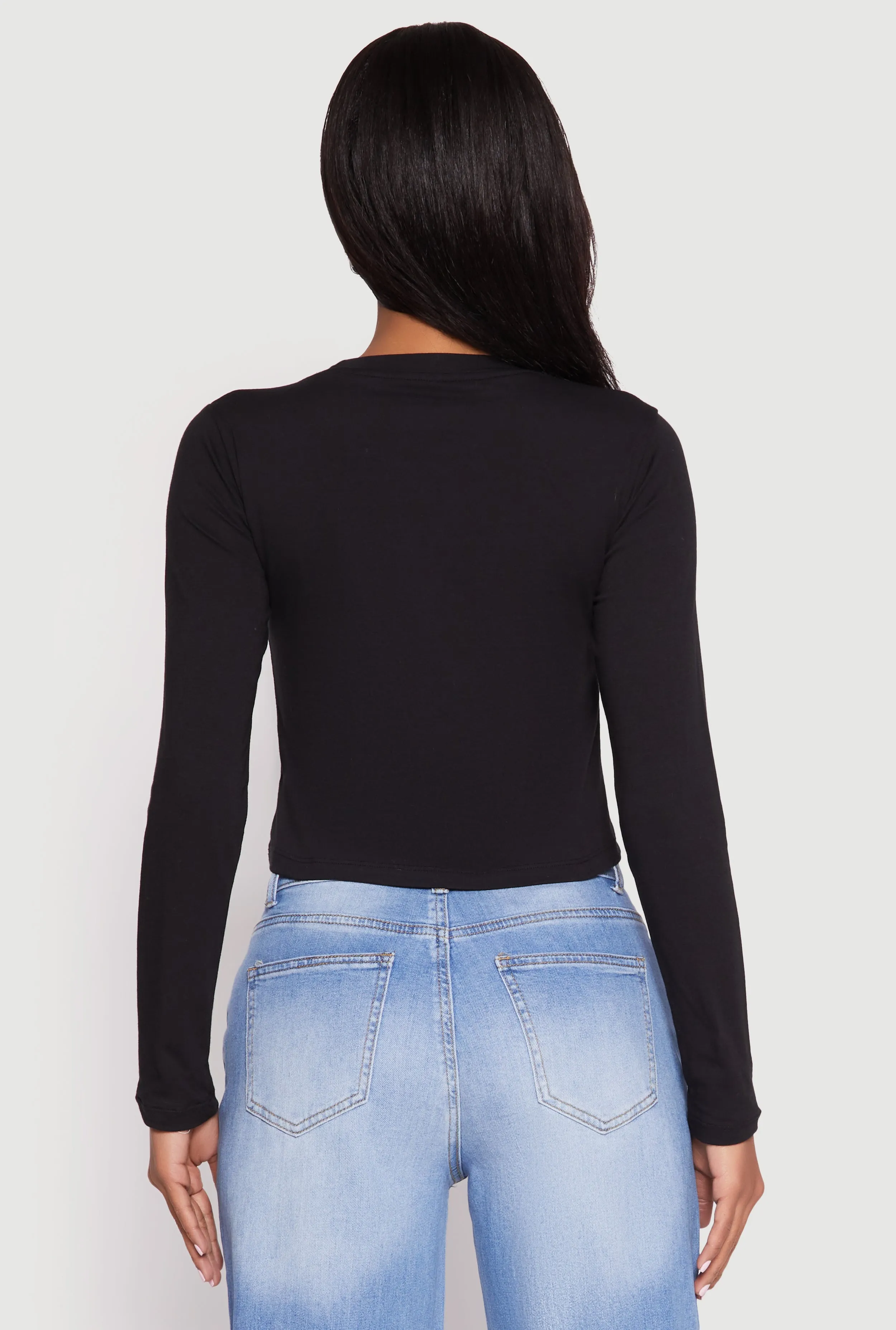 Long Sleeve Crew Neck Crop Top sold by Rainbow product image thumbnail 5
