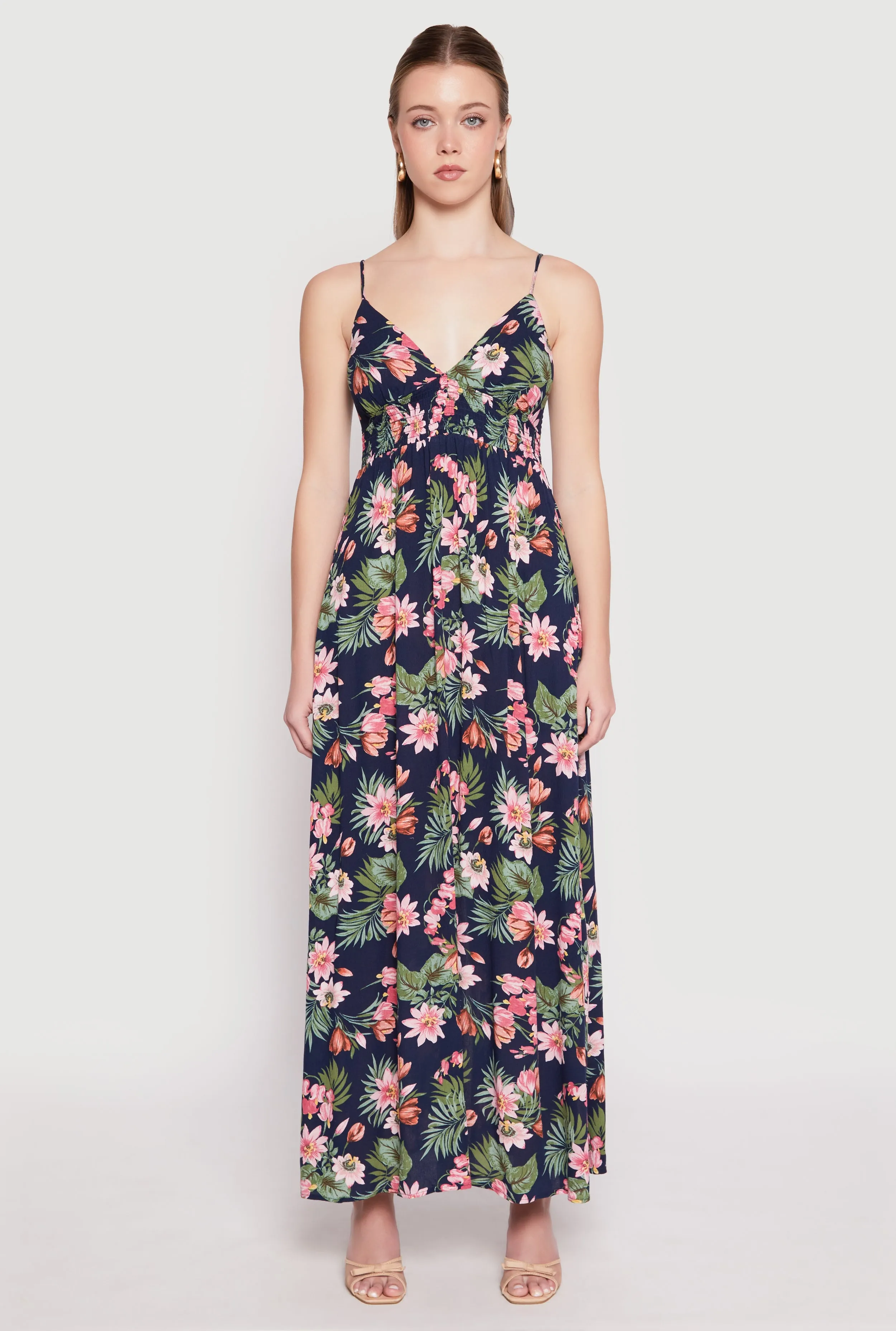 Floral Print Empire Waist Maxi Dress sold by Rainbow