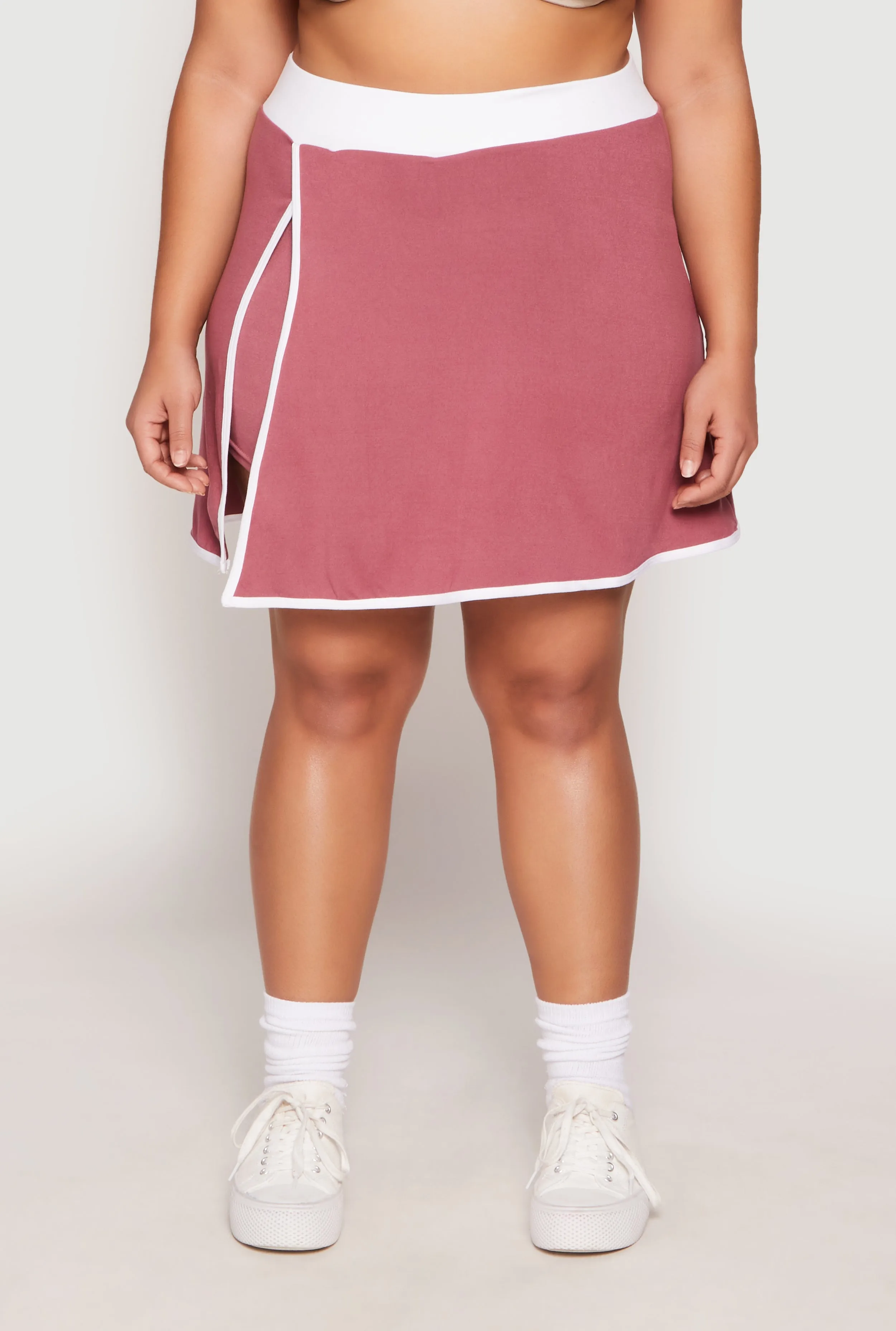 Plus Size Contrast Trim Side Slit Tennis Skirt sold by Rainbow product image thumbnail 2