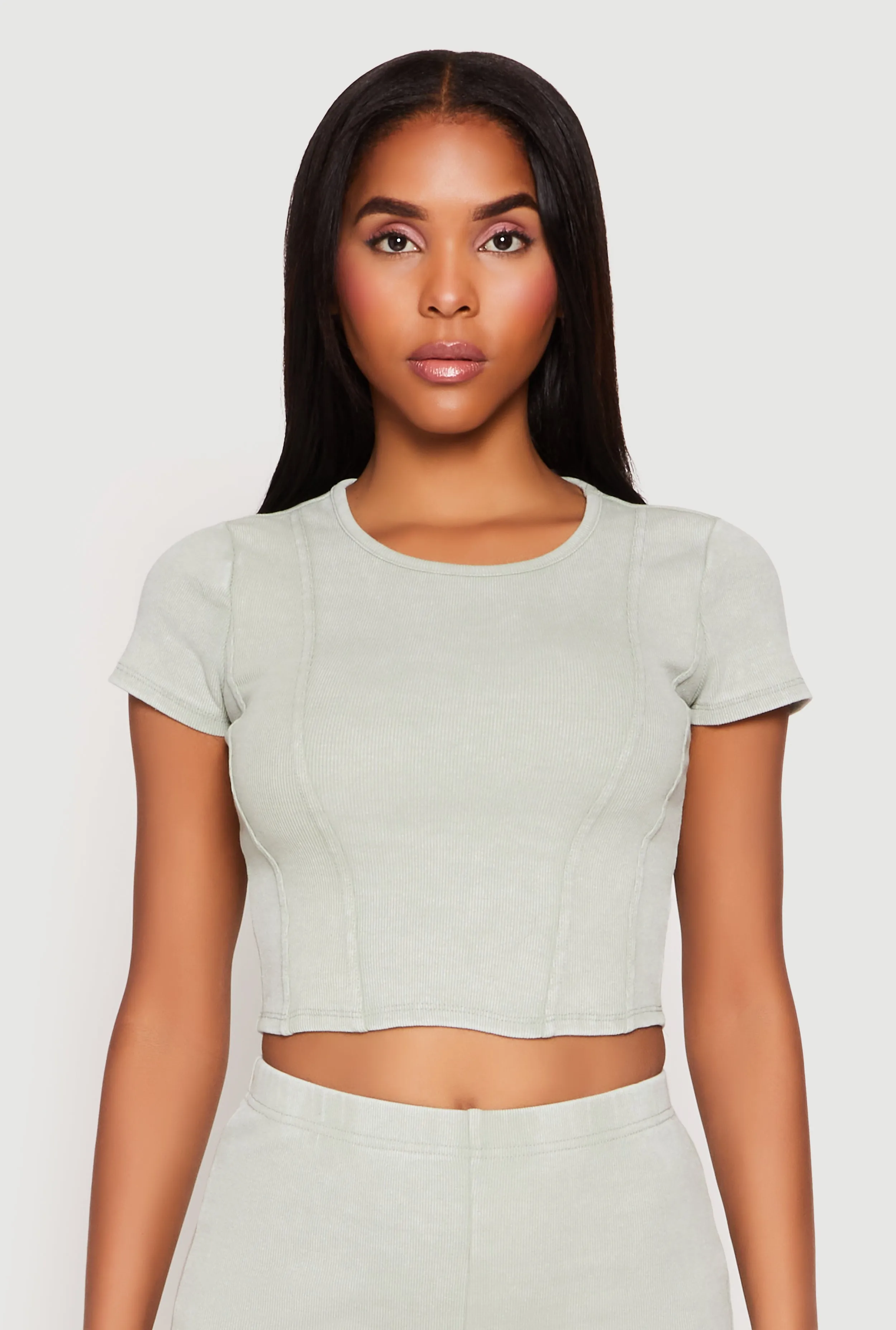 Almost Famous Ribbed Knit Crop Top sold by Rainbow