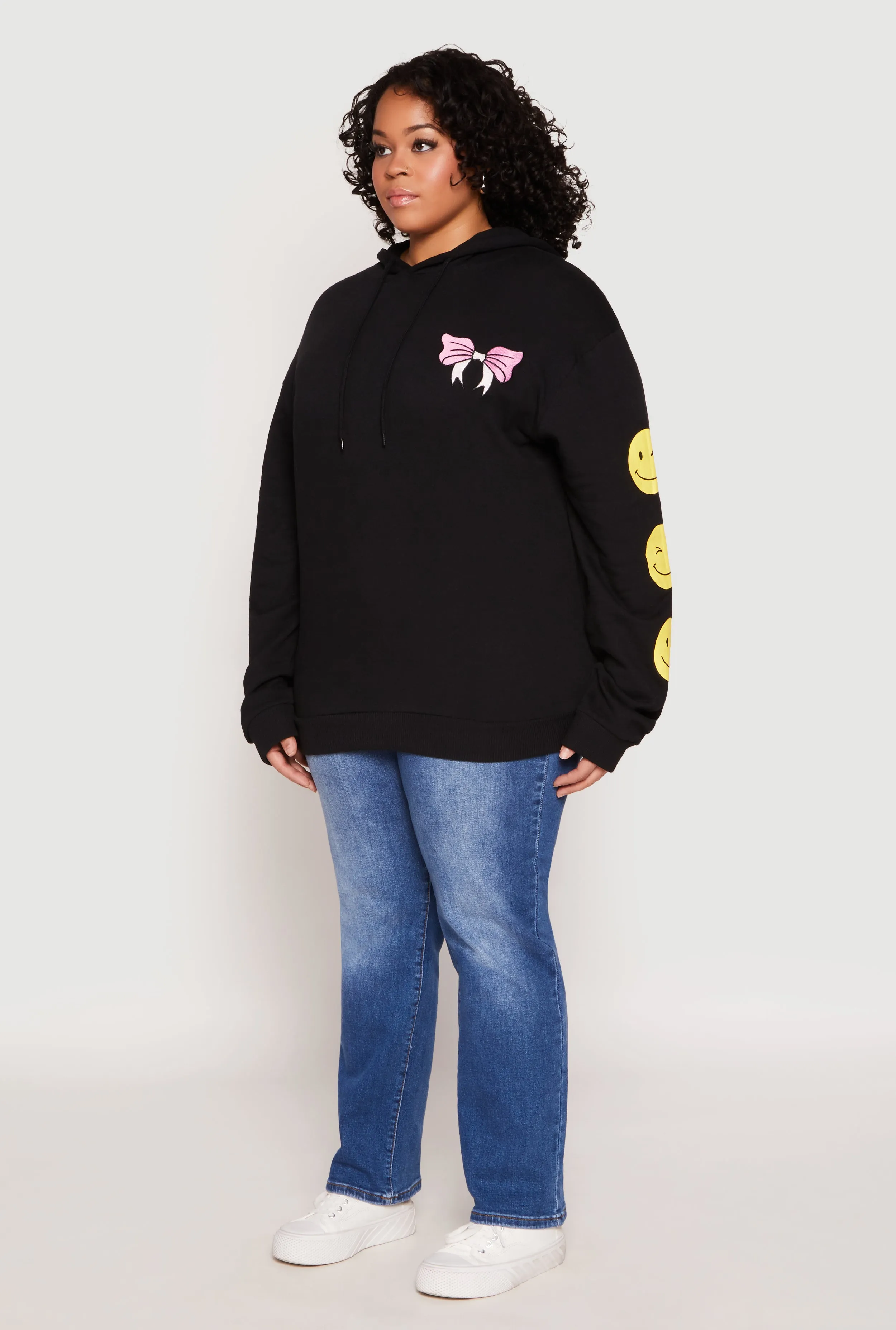 Plus Size Positive Good Vibes Always Smile Hoodie sold by Rainbow product image thumbnail 3