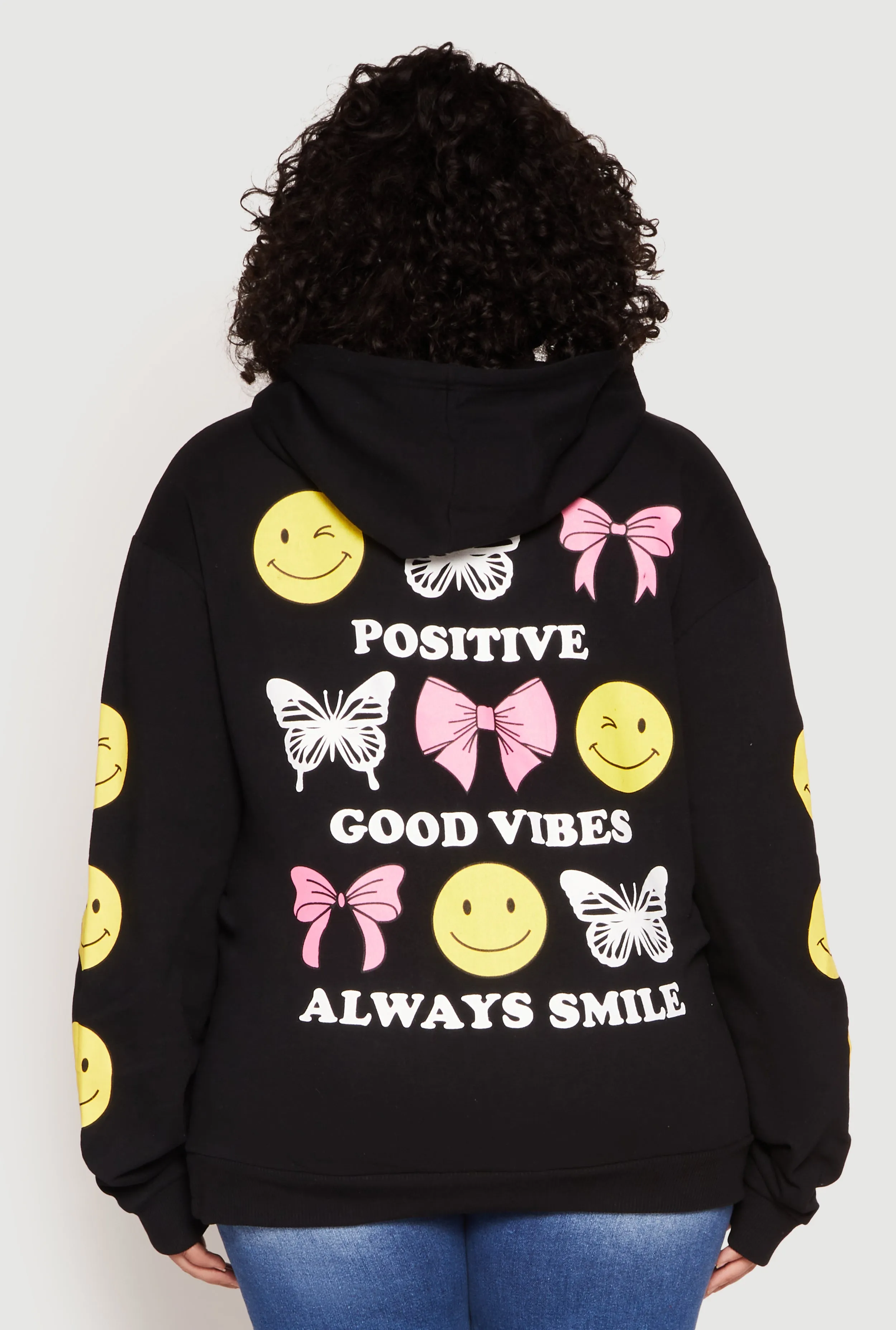Plus Size Positive Good Vibes Always Smile Hoodie sold by Rainbow product image thumbnail 5