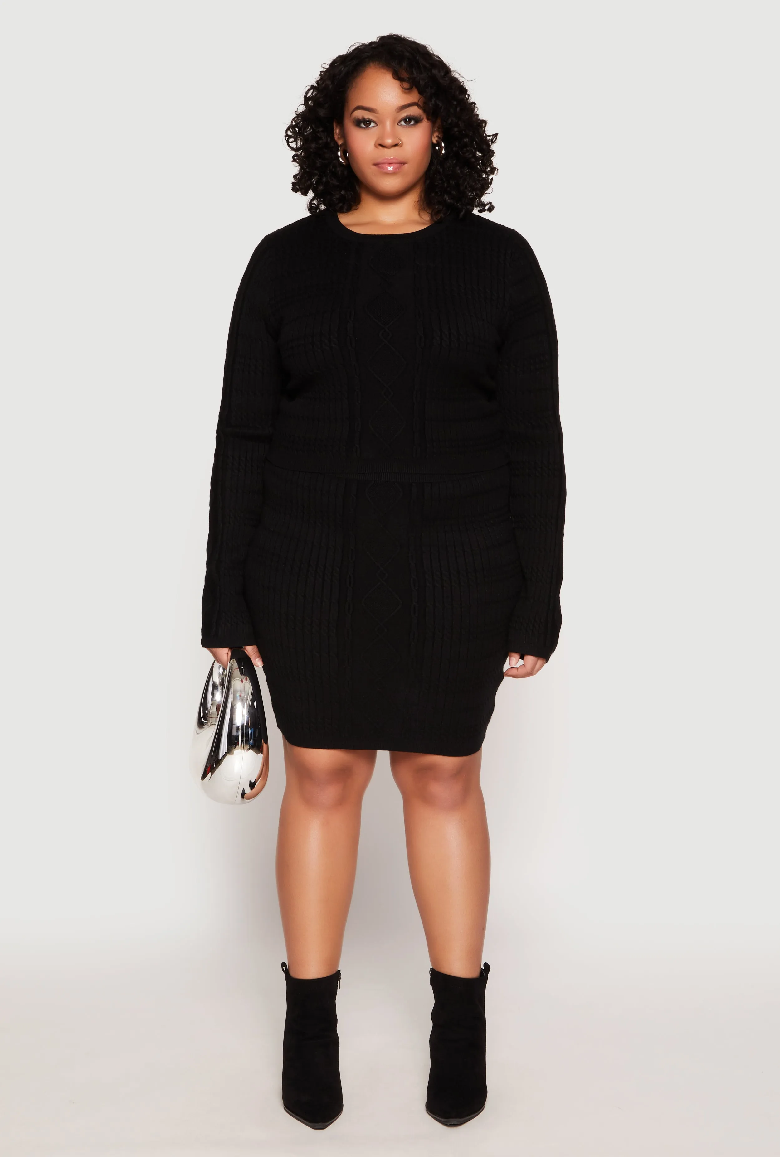 Plus Size Daisy Cable Knit Crew Neck Sweater sold by Rainbow product image thumbnail 2