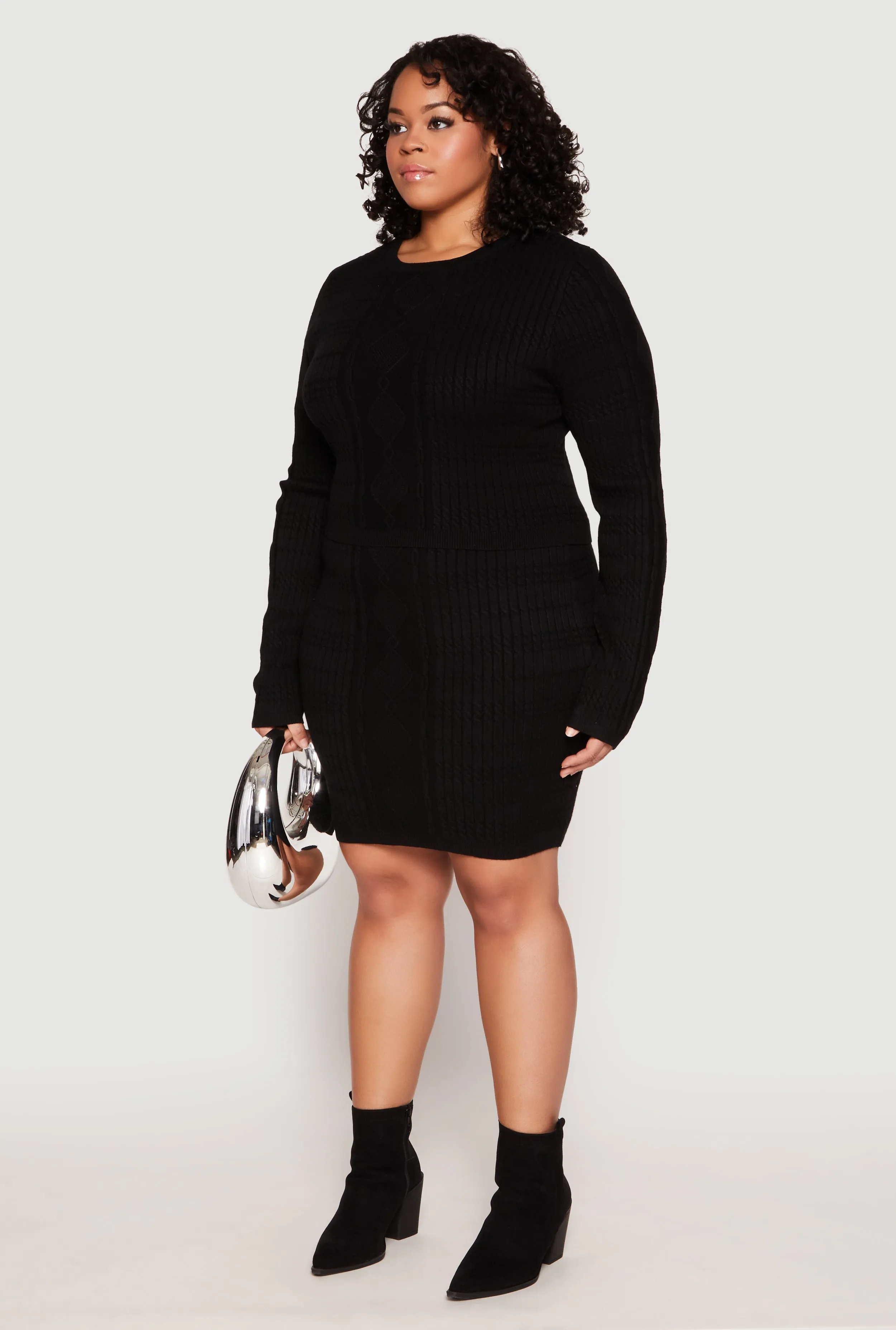 Plus Size Daisy Cable Knit Crew Neck Sweater sold by Rainbow product image thumbnail 3