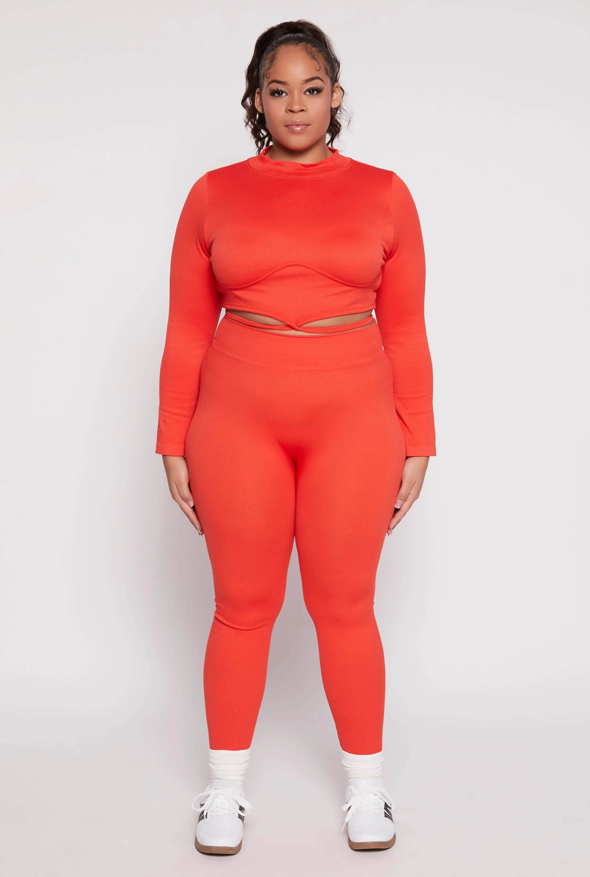 Plus Size Seamless Rib Knit Tie Back Top sold by Rainbow product image thumbnail 2