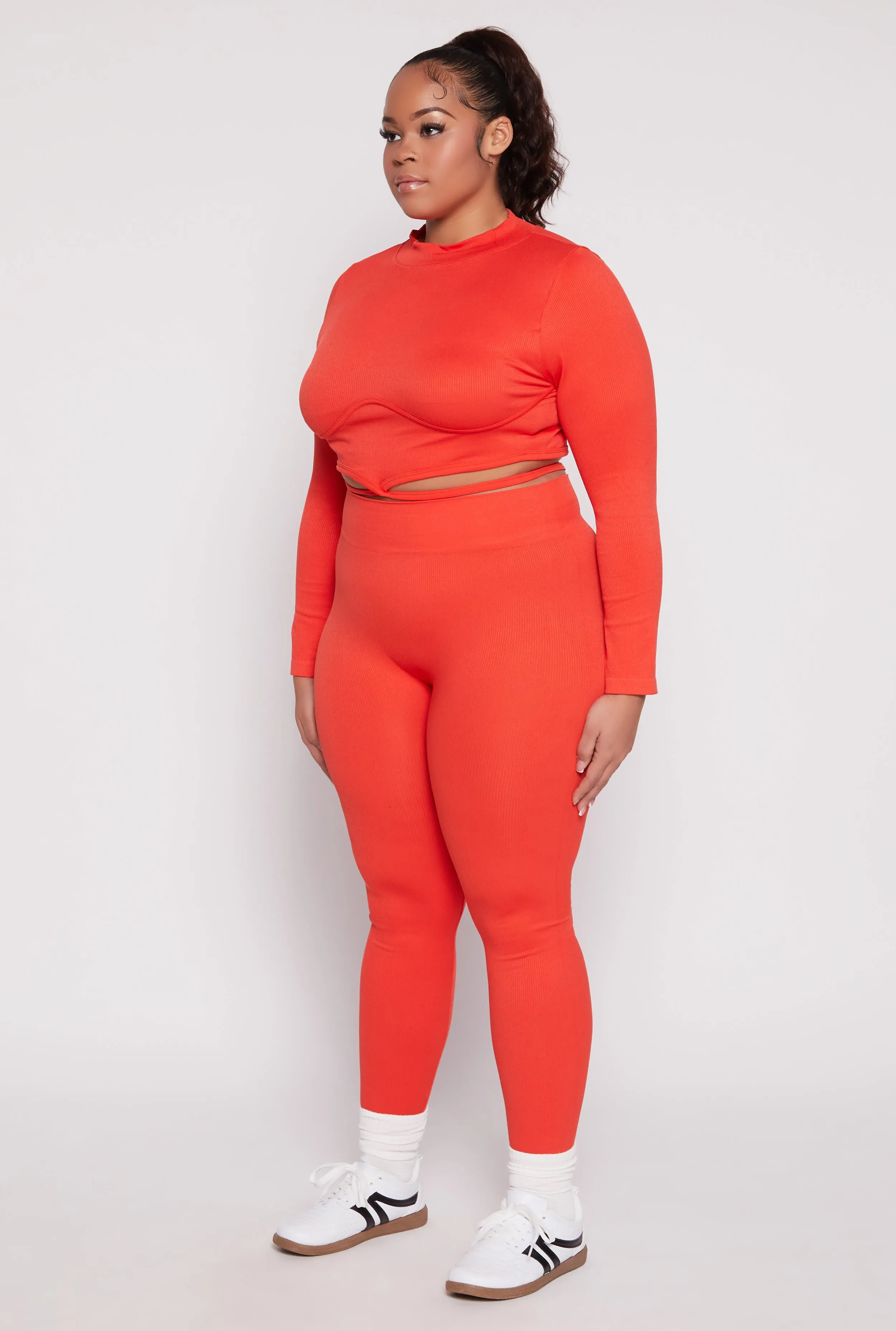 Plus Size Seamless Rib Knit Tie Back Top sold by Rainbow product image thumbnail 3