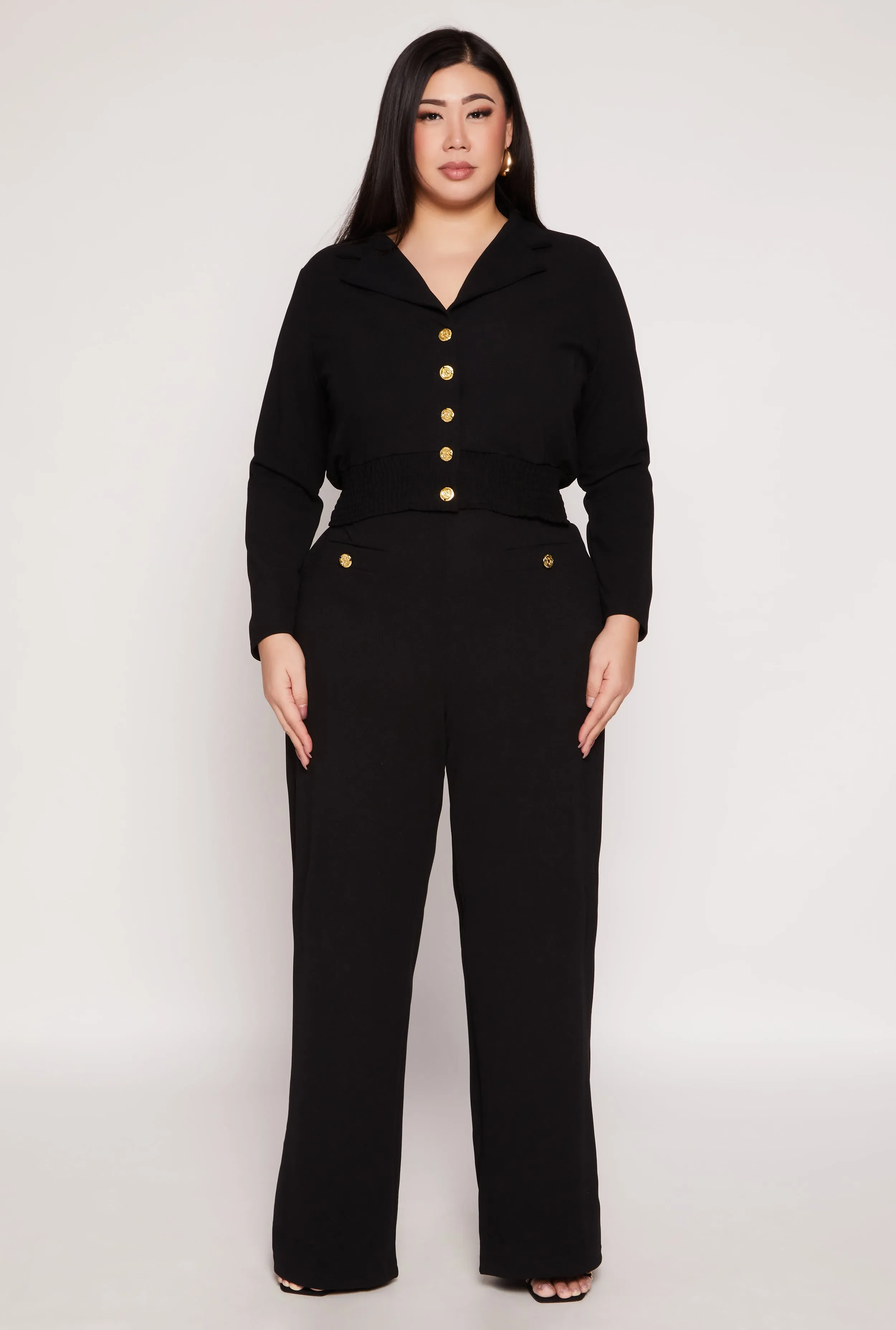 Plus Size Button Front Smocked Blouse sold by Rainbow product image thumbnail 2