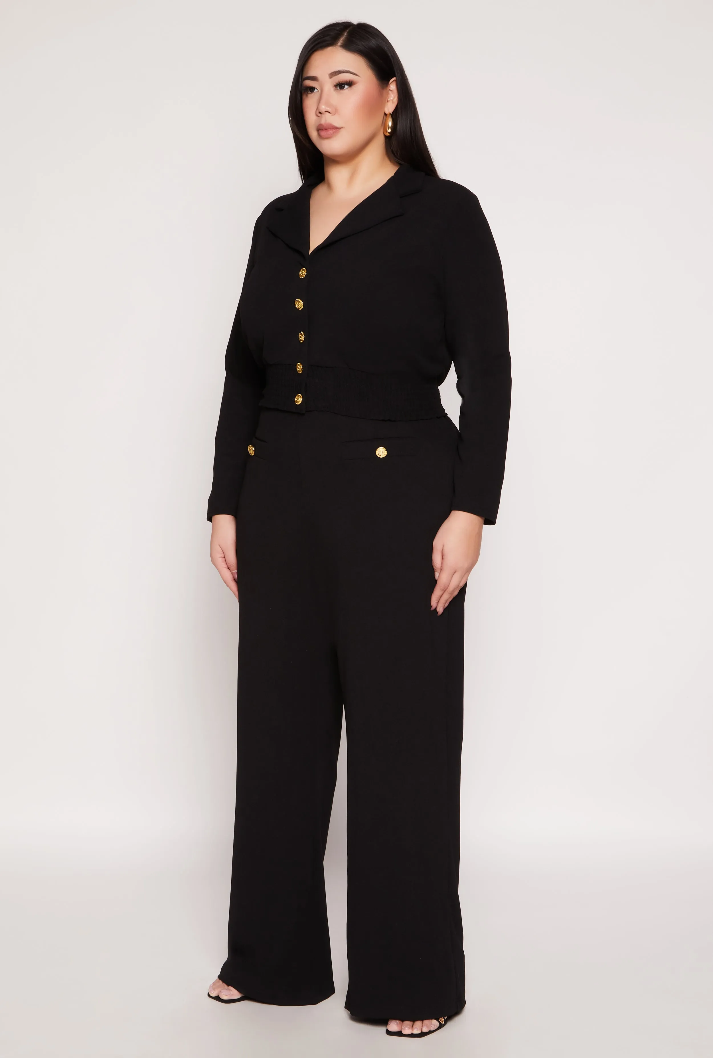 Plus Size Button Front Smocked Blouse sold by Rainbow product image thumbnail 3