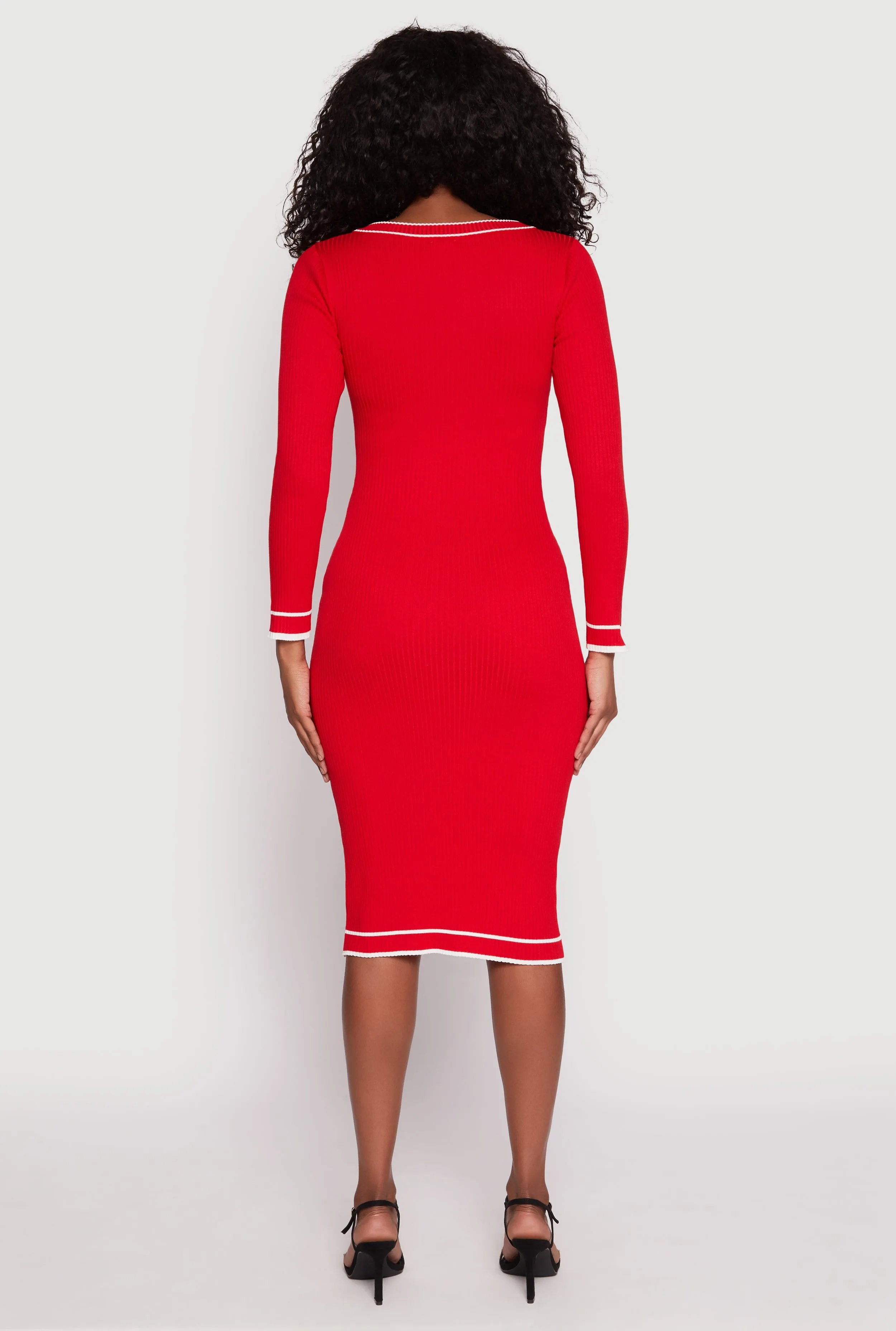 Daisy Ribbed Knit Contrast Trim Sweater Dress sold by Rainbow product image thumbnail 3