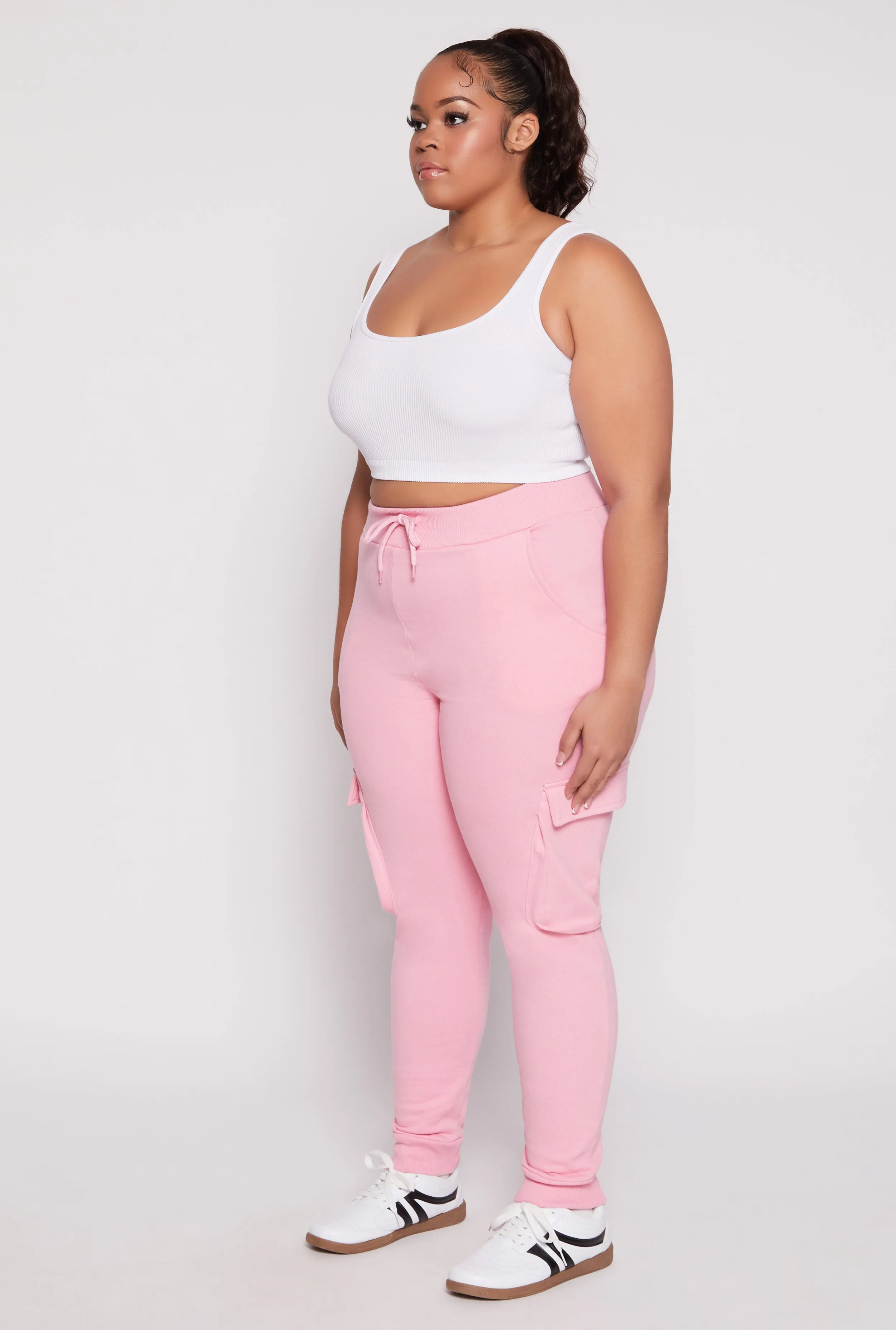 Plus Size Cargo Pocket High Waisted Joggers sold by Rainbow product image thumbnail 2