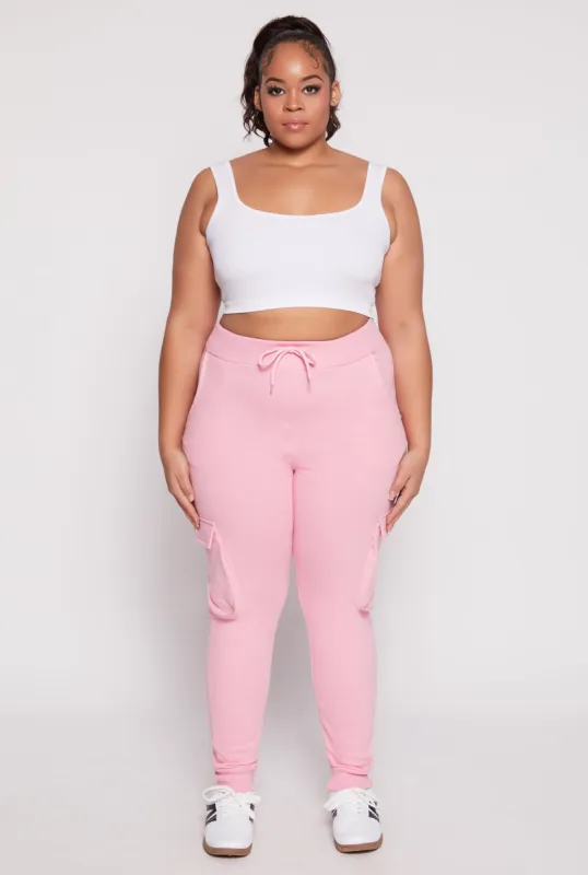 Plus Size Cargo Pocket High Waisted Joggers sold by Rainbow