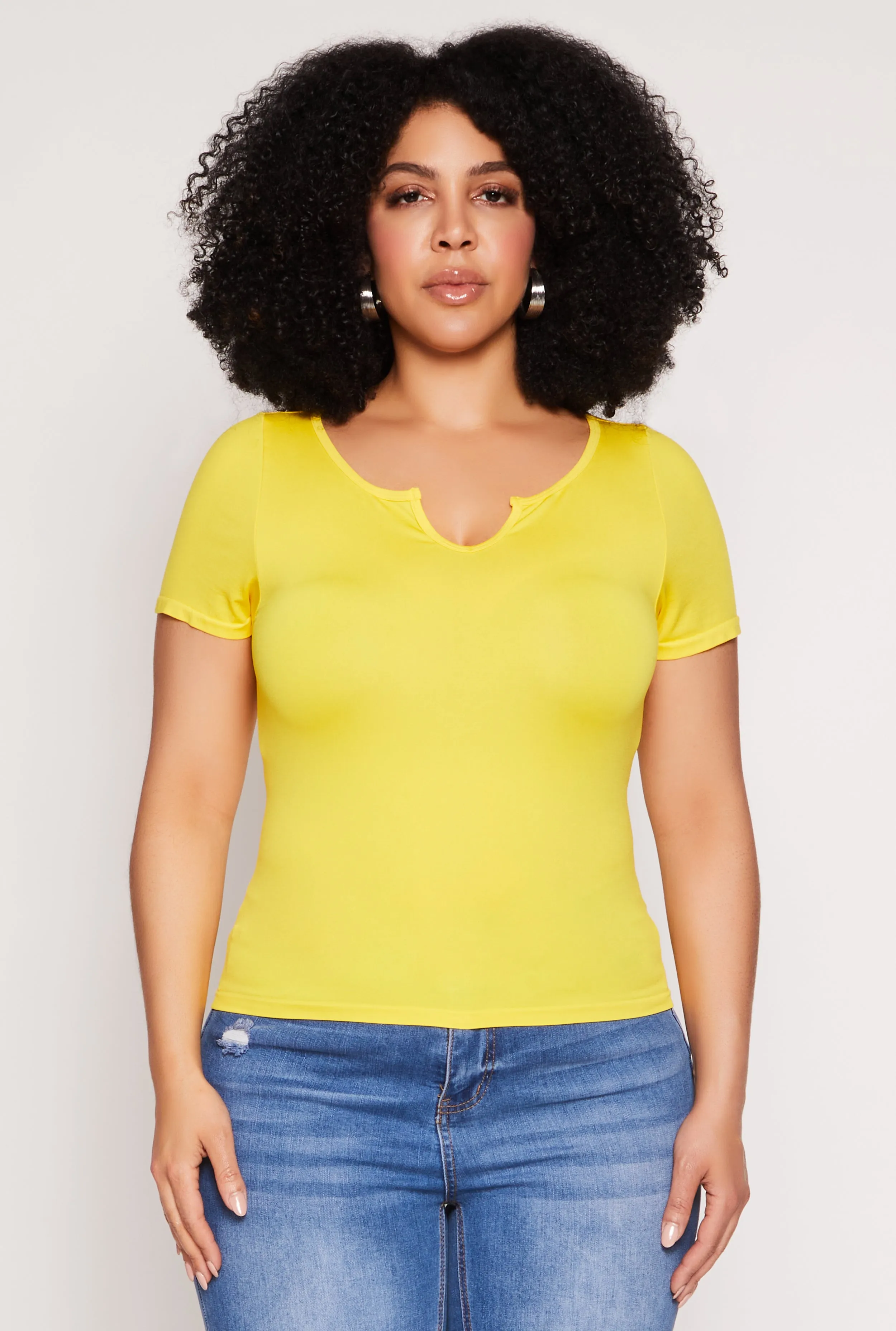 Plus Size Seamless Notch Neck Tee sold by Rainbow product image thumbnail 2