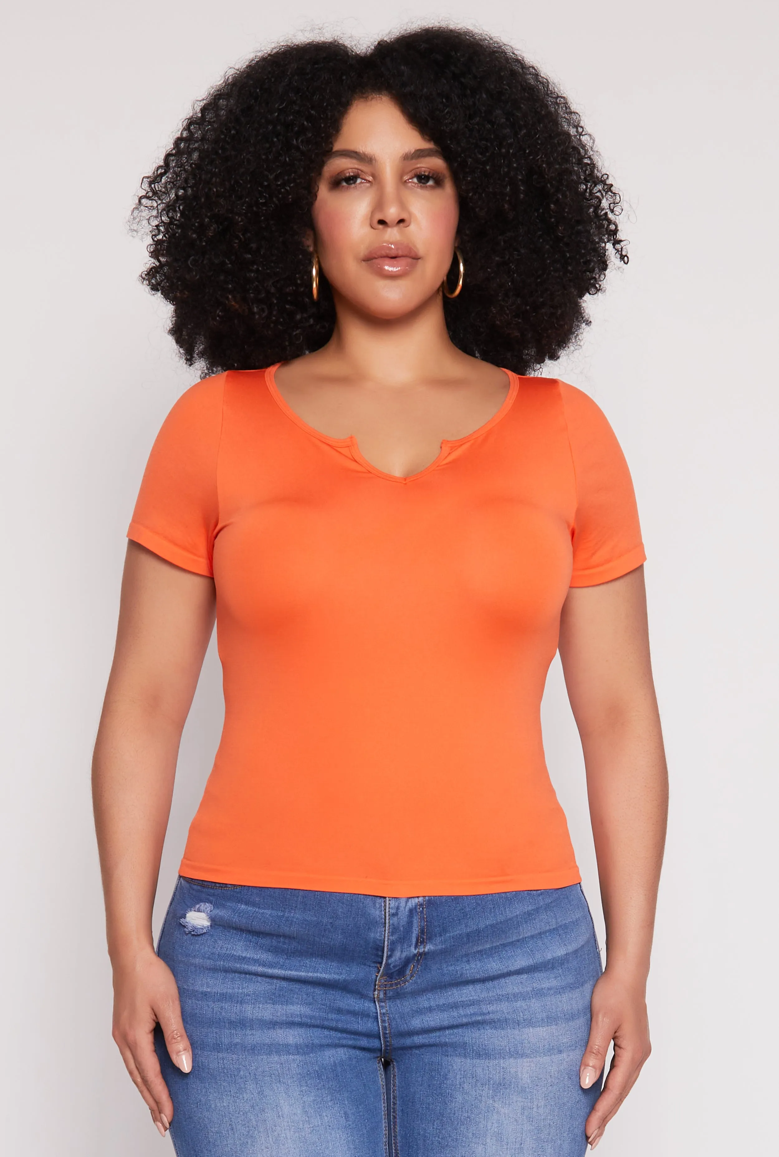 Plus Size Seamless Notch Neck Tee sold by Rainbow product image thumbnail 2