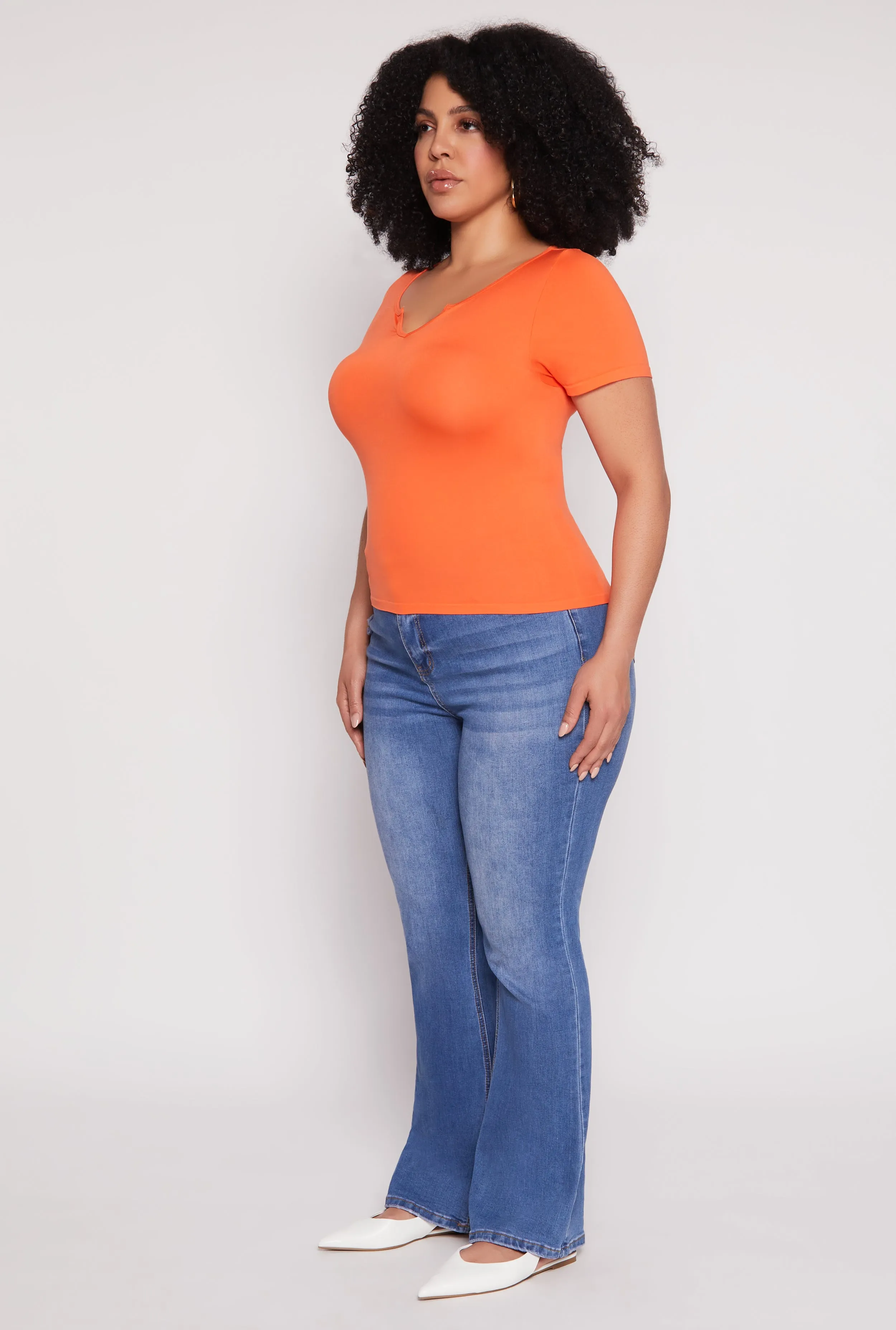 Plus Size Seamless Notch Neck Tee sold by Rainbow product image thumbnail 3