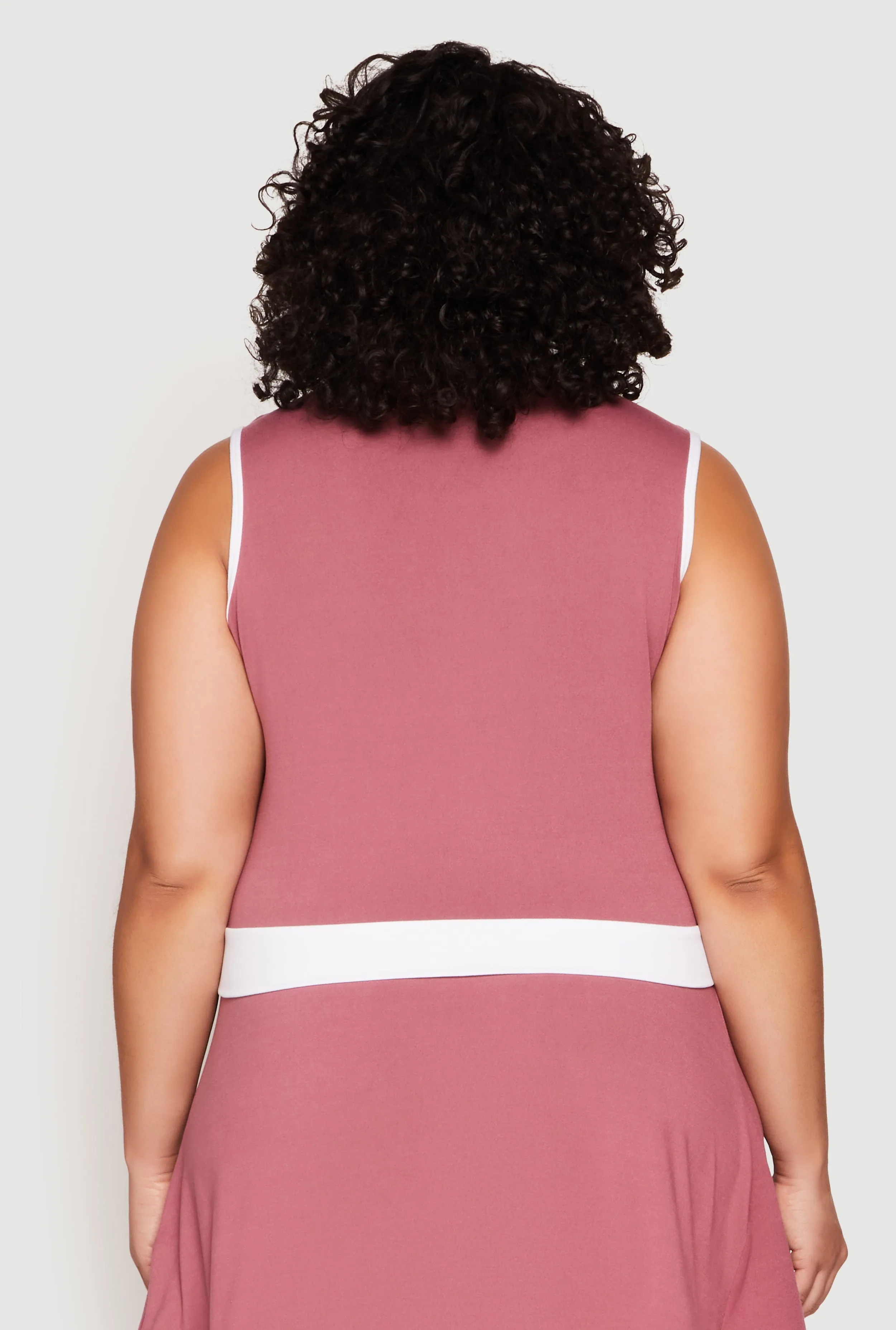 Plus Size Contrast Trim Johnny Collar Sleeveless Top sold by Rainbow product image thumbnail 5