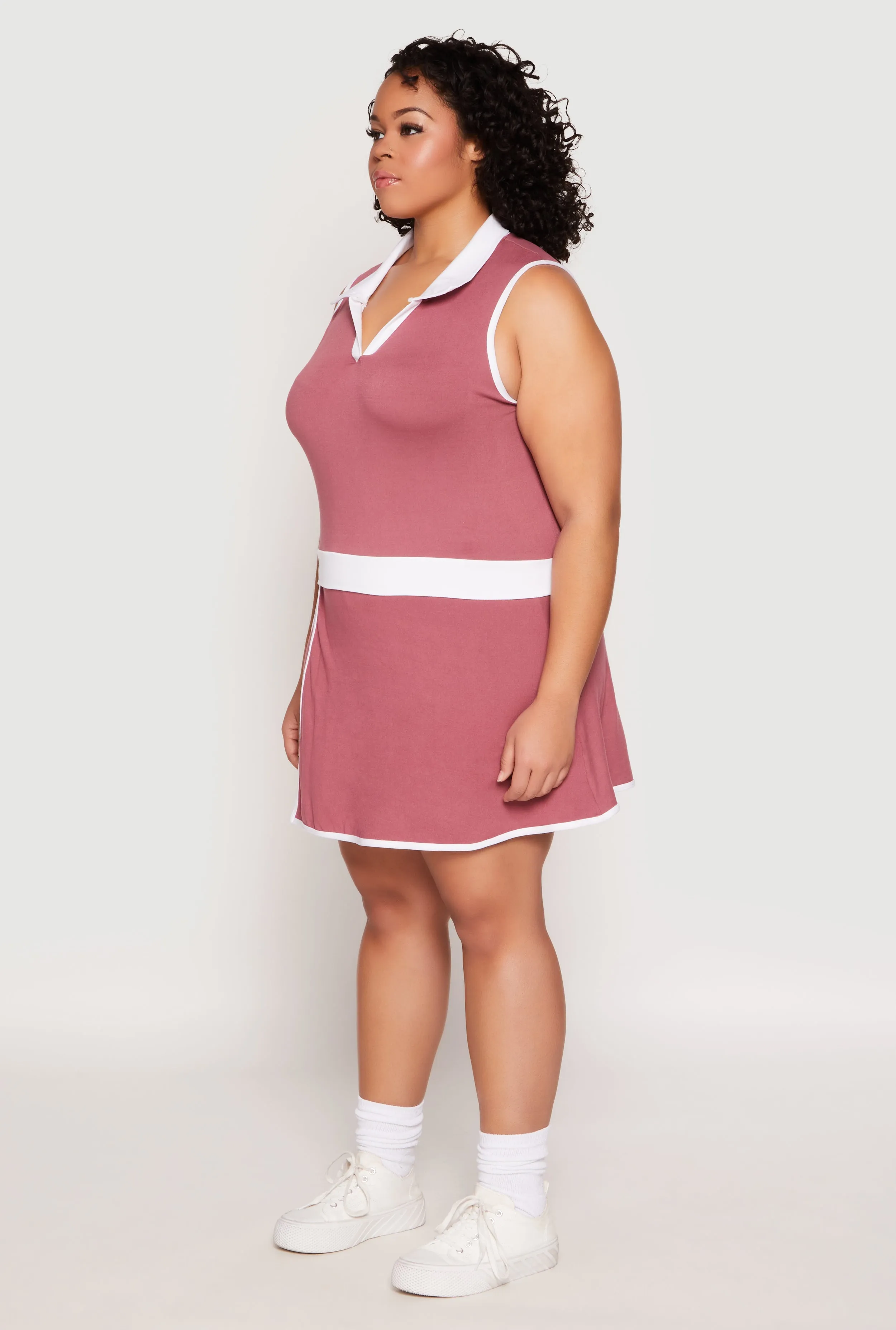 Plus Size Contrast Trim Johnny Collar Sleeveless Top sold by Rainbow product image thumbnail 3
