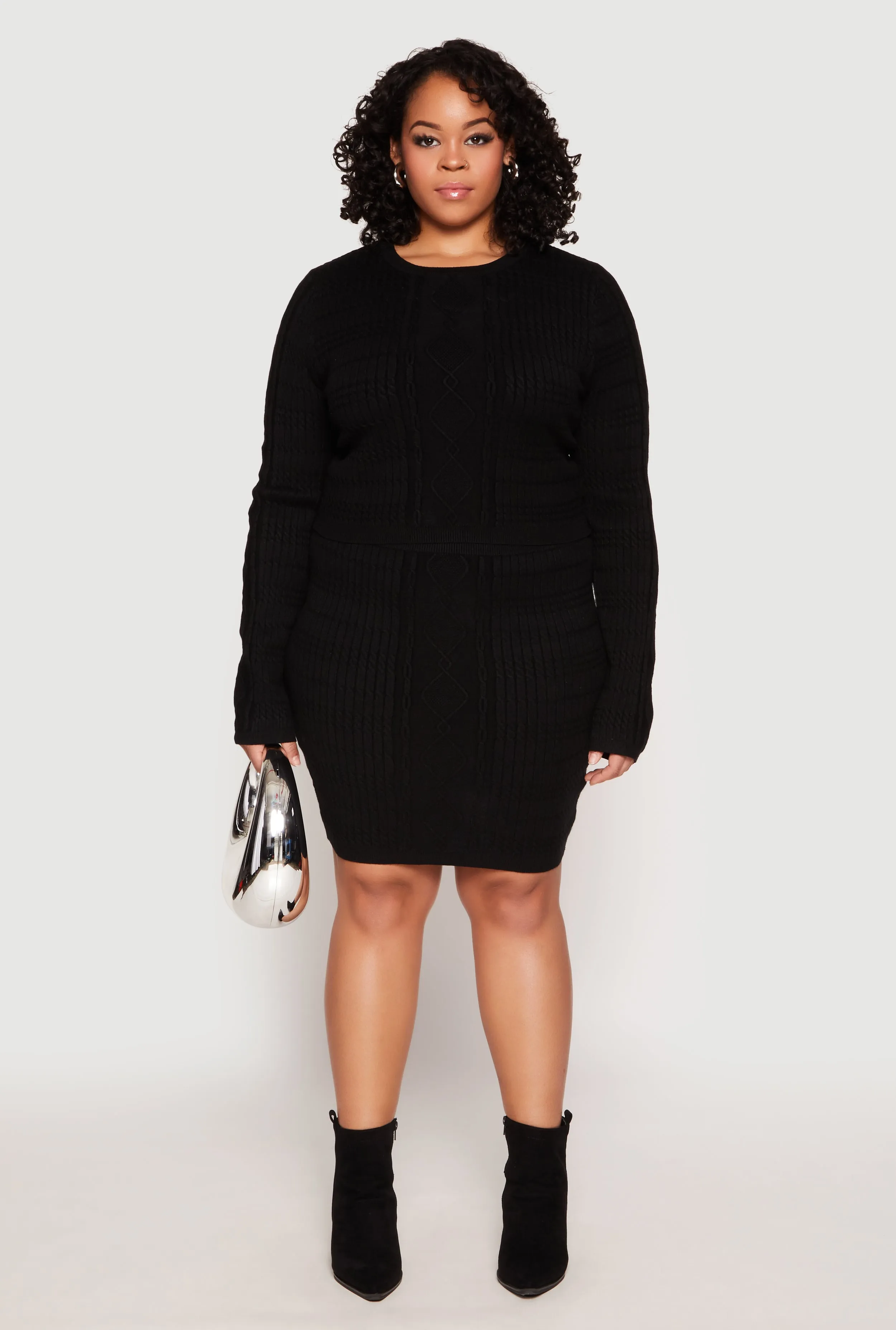 Plus Size Daisy Cable Knit Pencil Skirt sold by Rainbow