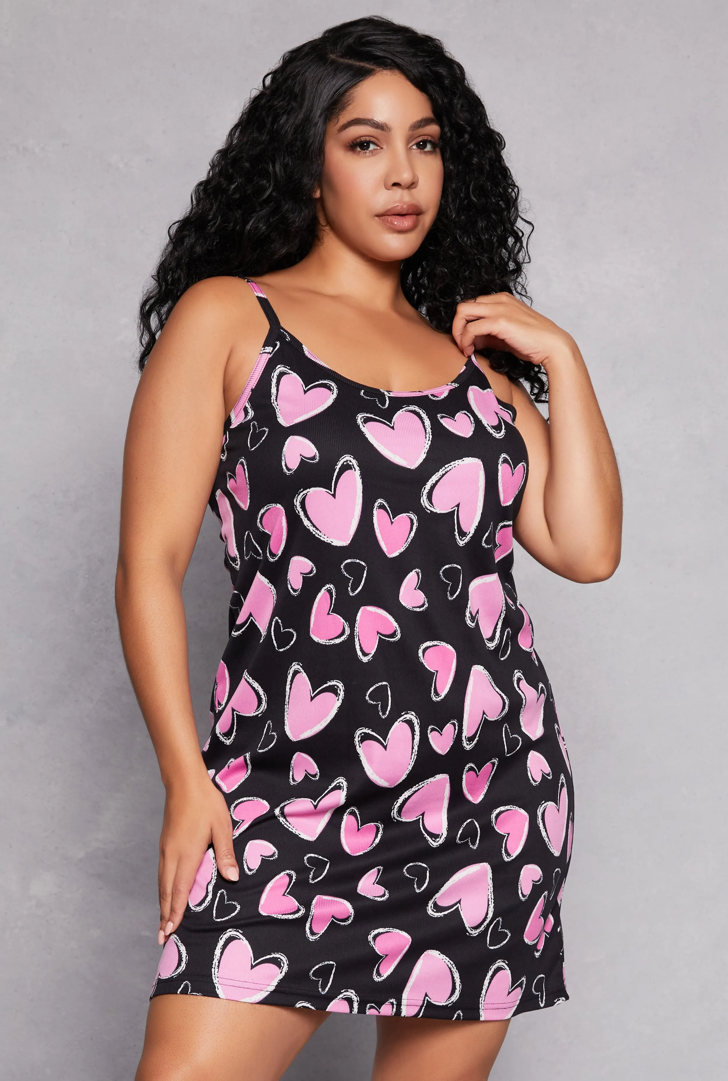 Plus Size Heart Print Cami Nightgown with Robe sold by Rainbow product image thumbnail 3