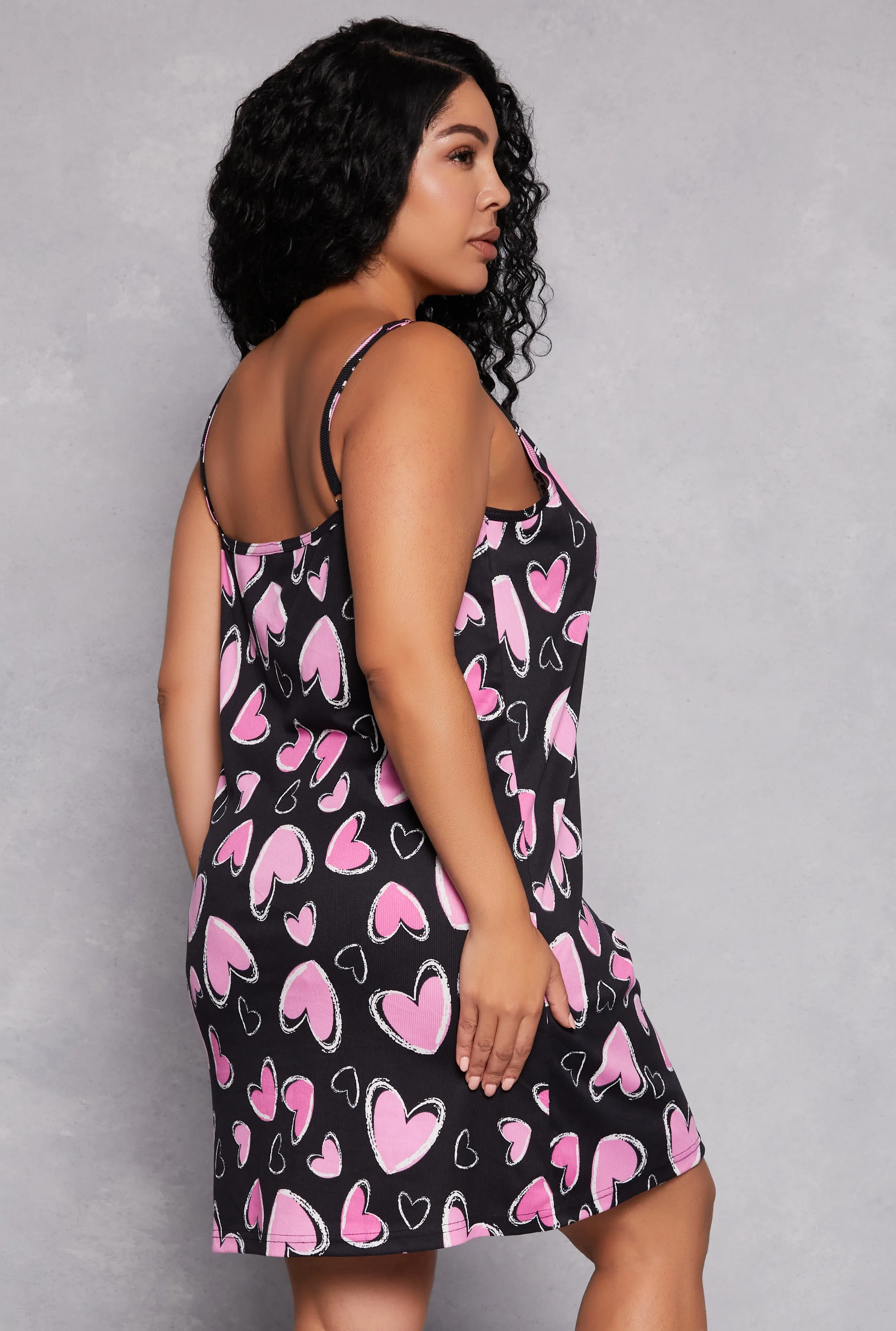 Plus Size Heart Print Cami Nightgown with Robe sold by Rainbow product image thumbnail 5