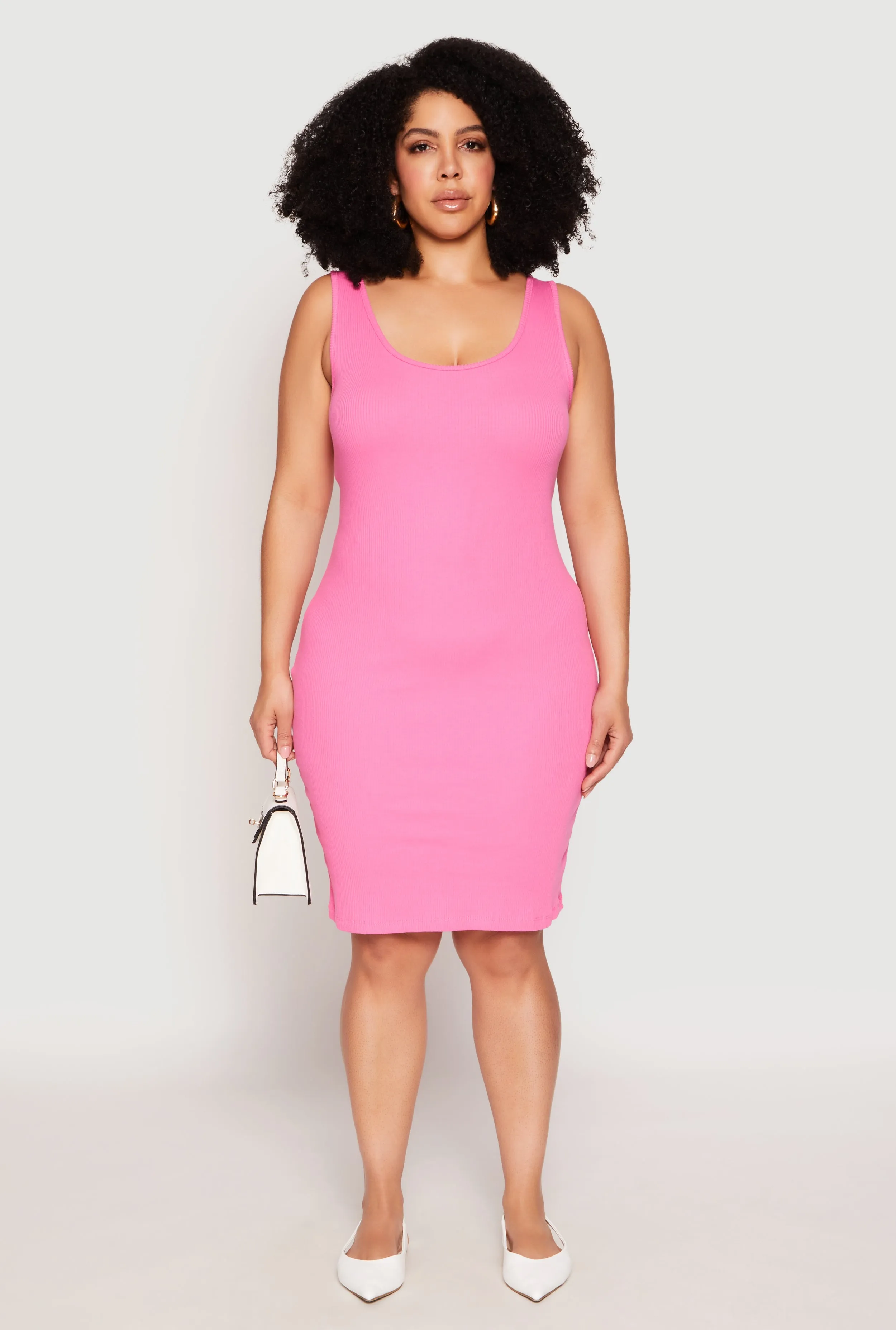 Plus Size Rib Knit Scoop Neck Tank Dress sold by Rainbow