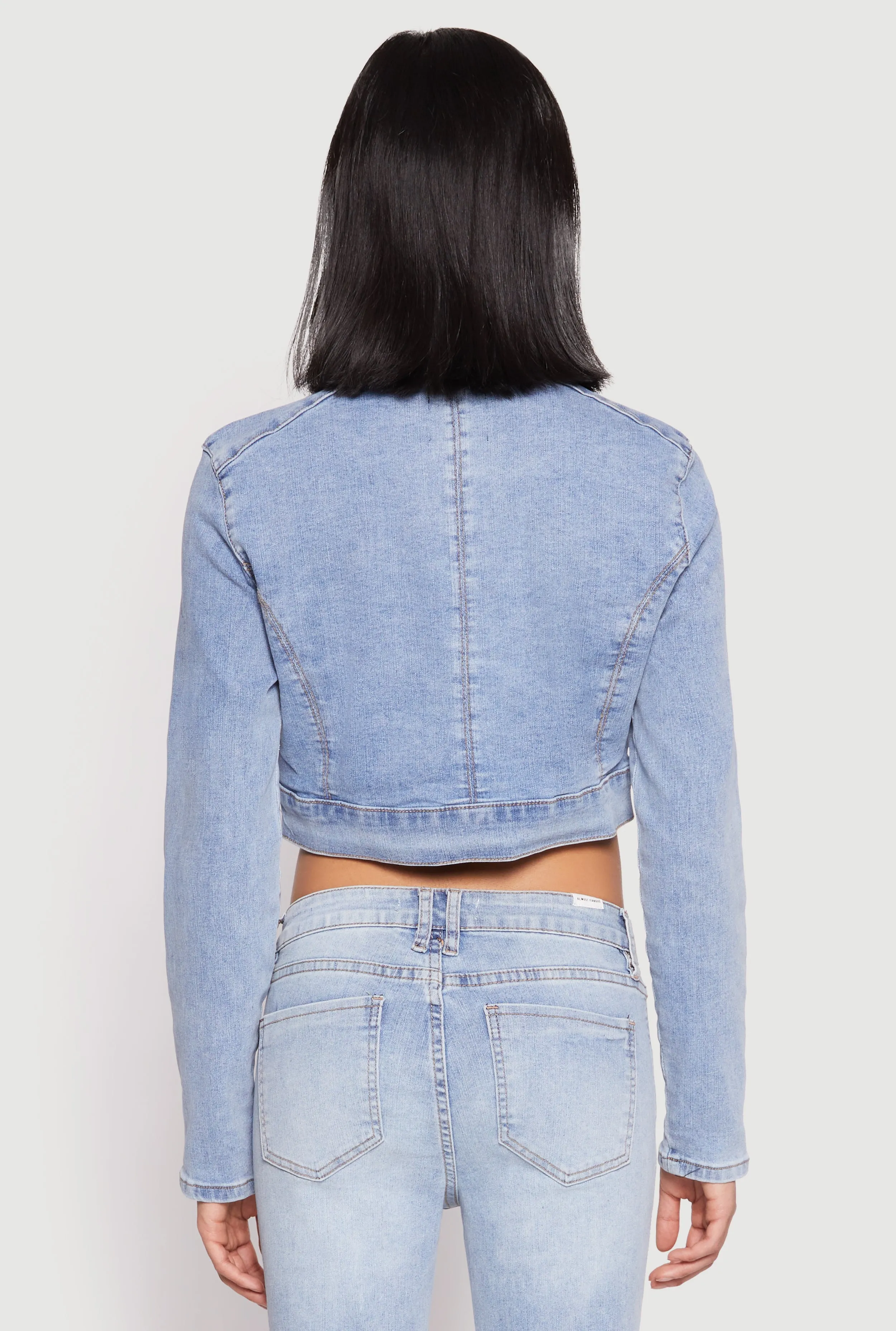 Almost Famous Denim Moto Cropped Jacket sold by Rainbow product image thumbnail 5