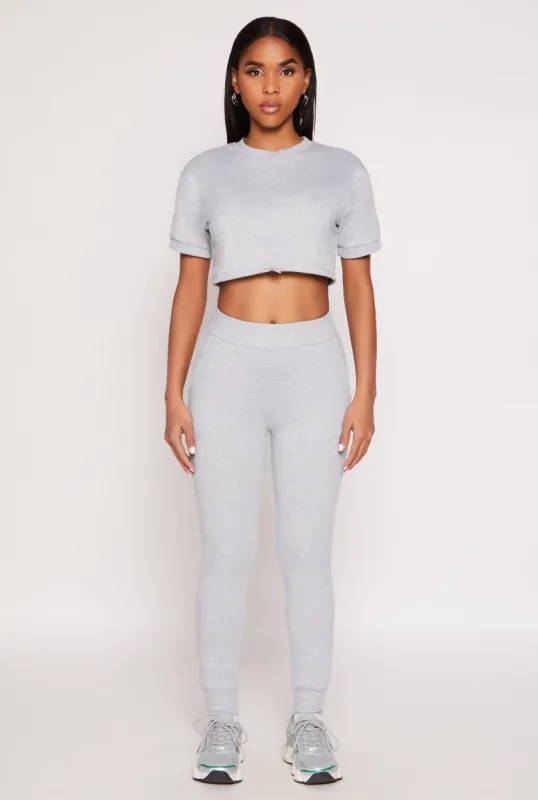 French Terry Pull On High Waisted Joggers sold by Rainbow