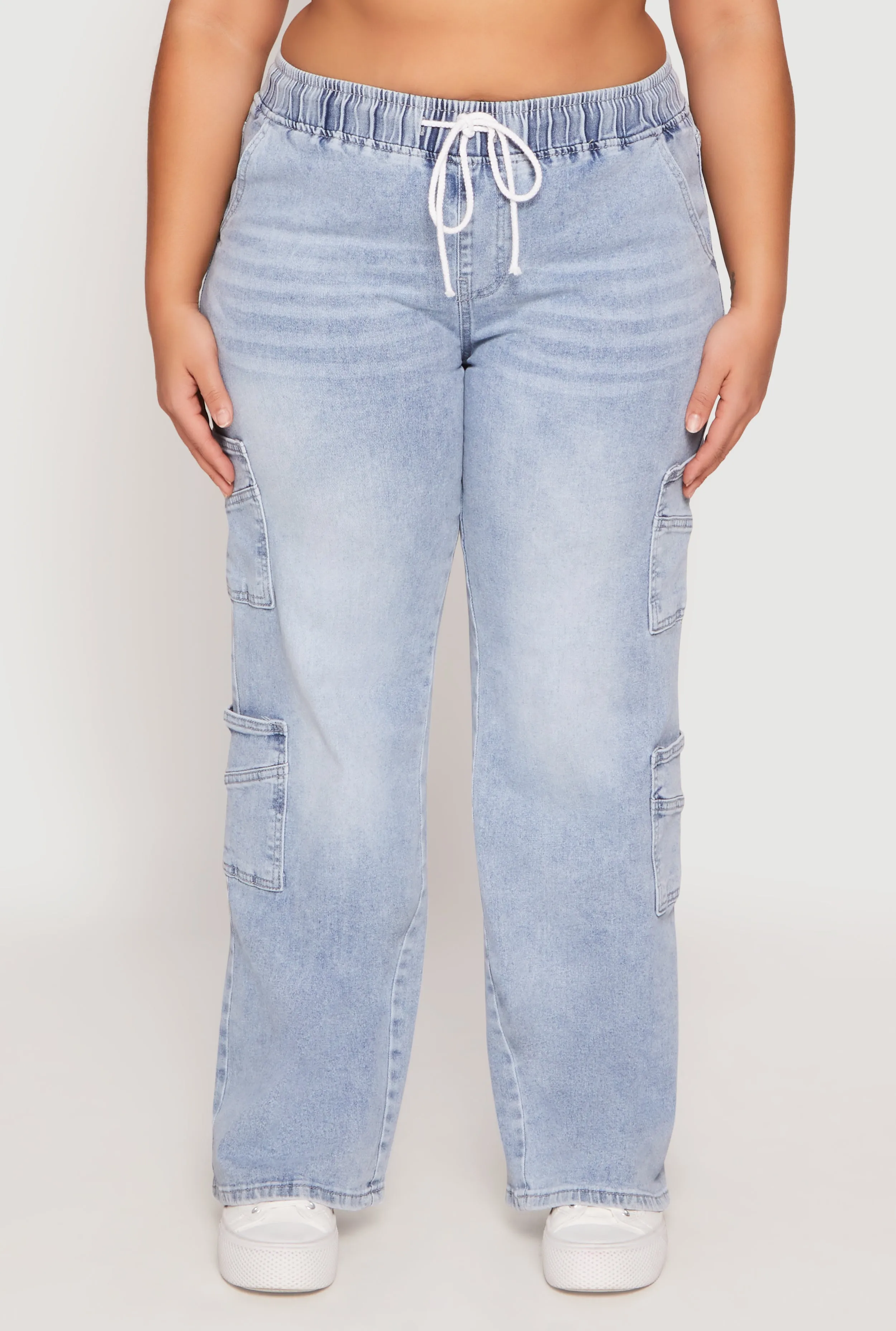 Plus Size VIP Acid Wash Drawstring Cargo Jeans sold by Rainbow product image thumbnail 3