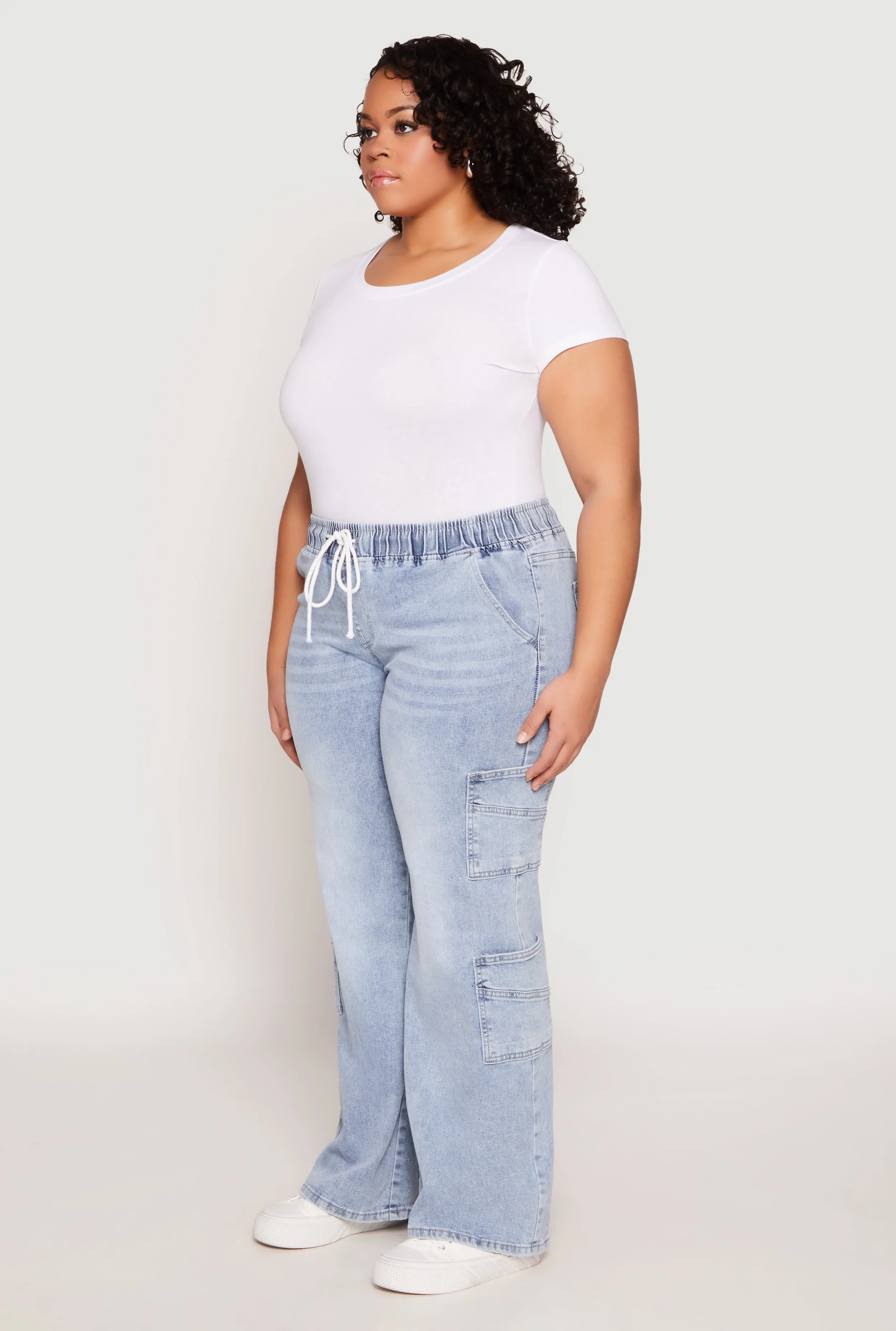Plus Size VIP Acid Wash Drawstring Cargo Jeans sold by Rainbow product image thumbnail 2