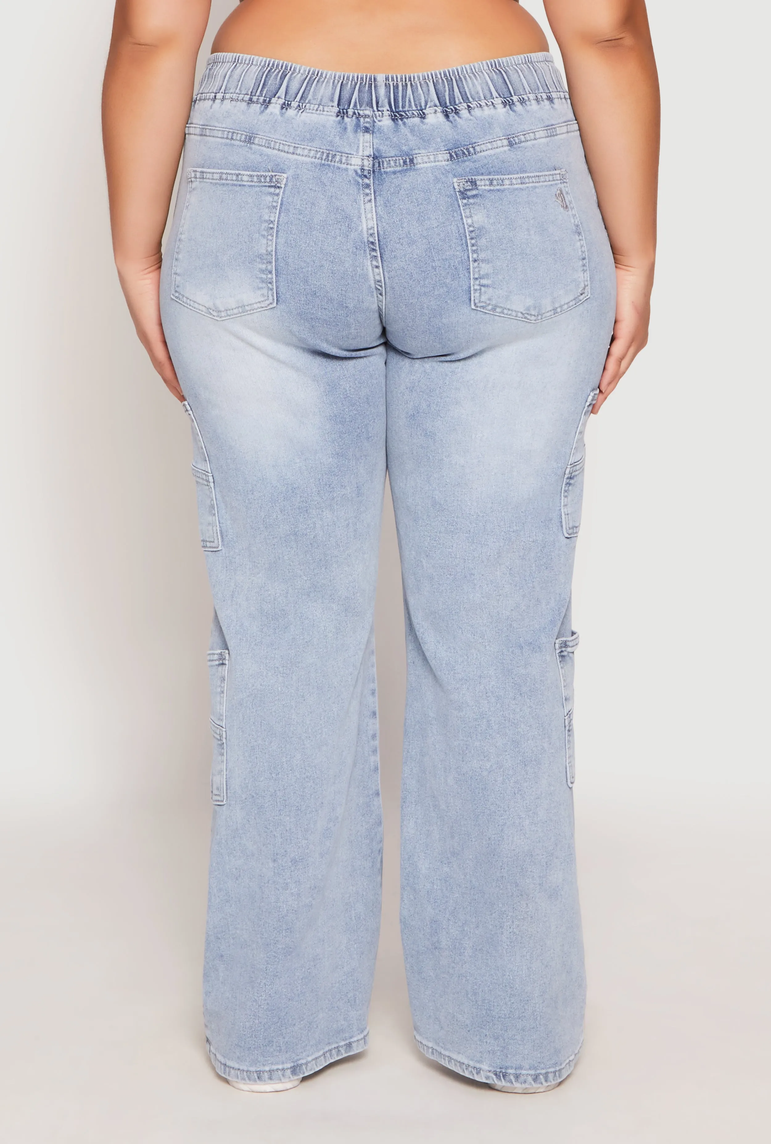 Plus Size VIP Acid Wash Drawstring Cargo Jeans sold by Rainbow product image thumbnail 5