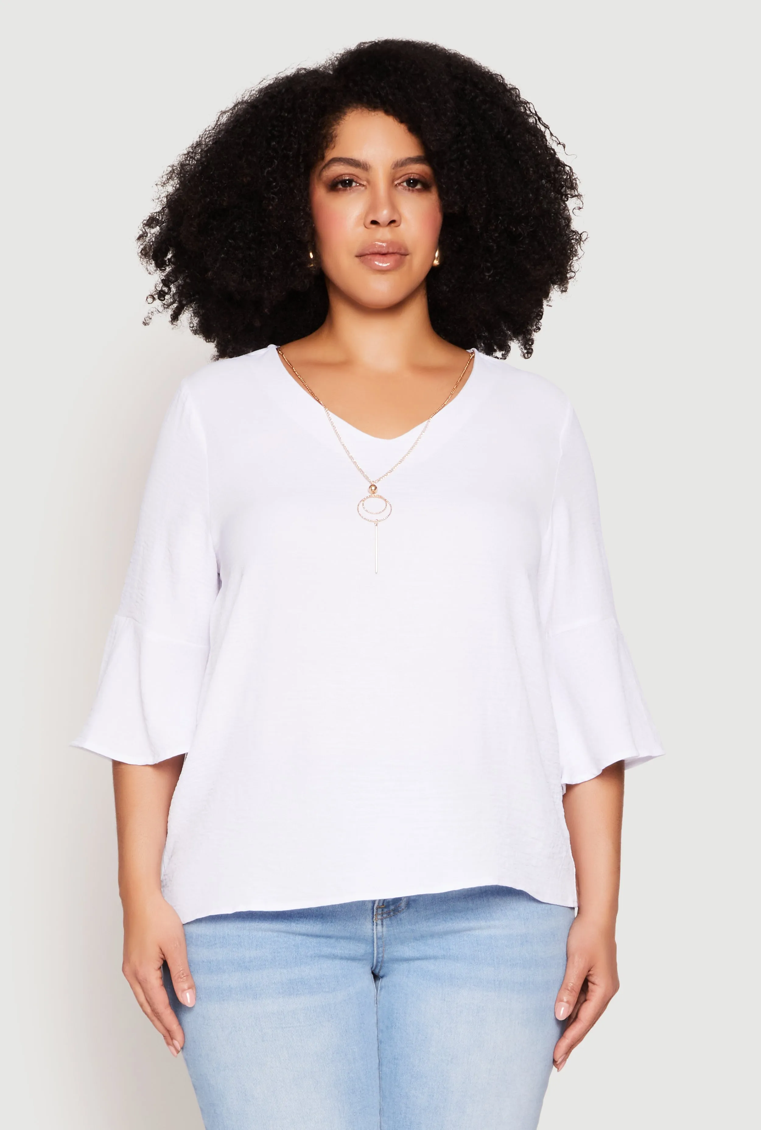 Plus Size Airy Quarter Bell Sleeve Blouse sold by Rainbow product image thumbnail 2