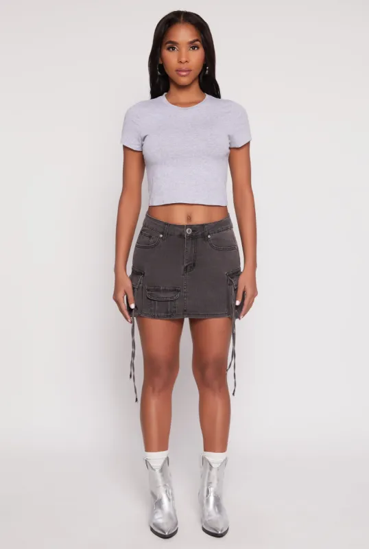 VIP Acid Wash Denim Cargo Skirt sold by Rainbow