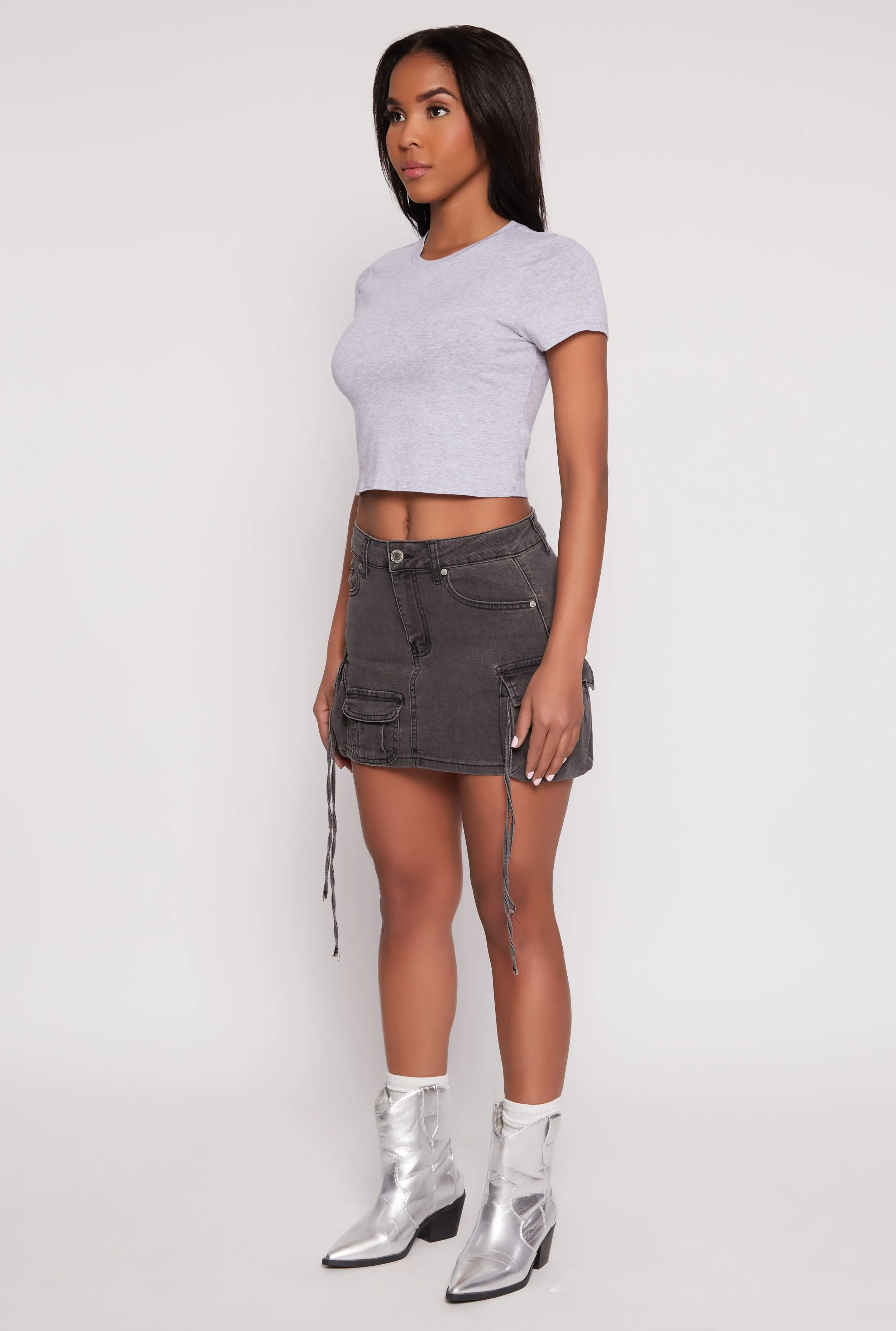 VIP Acid Wash Denim Cargo Skirt sold by Rainbow product image thumbnail 2