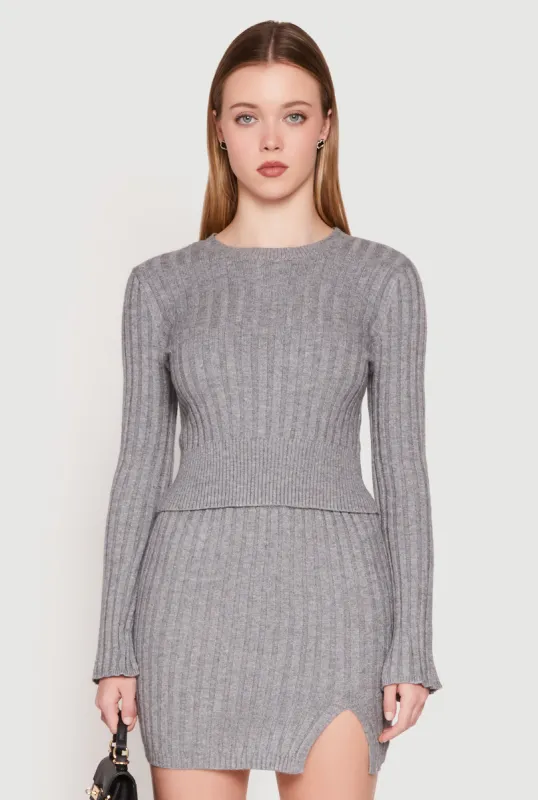 Almost Famous Ribbed Knit Long Sleeve Sweater sold by Rainbow
