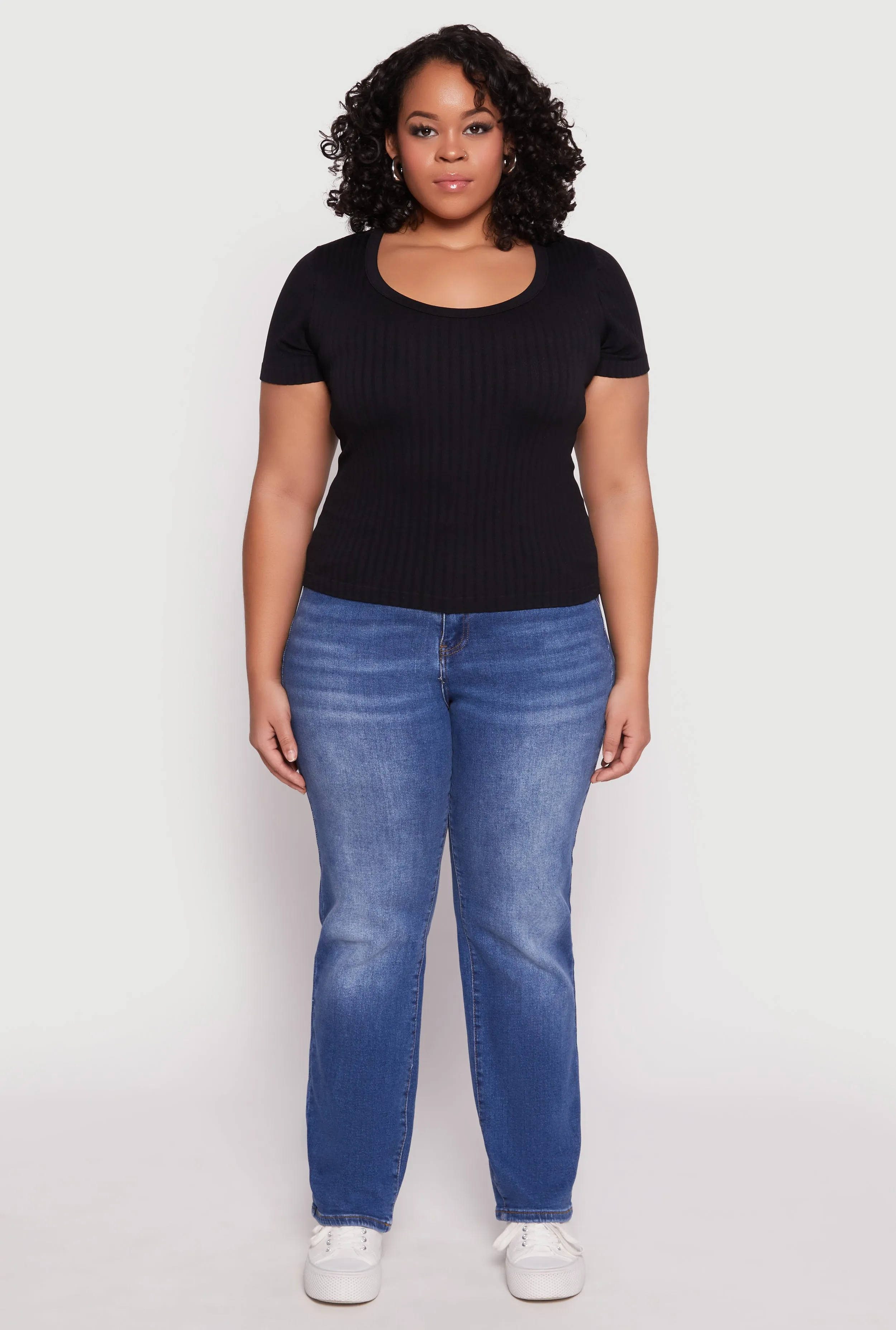 Plus Size Basic Ribbed Knit Seamless Top sold by Rainbow