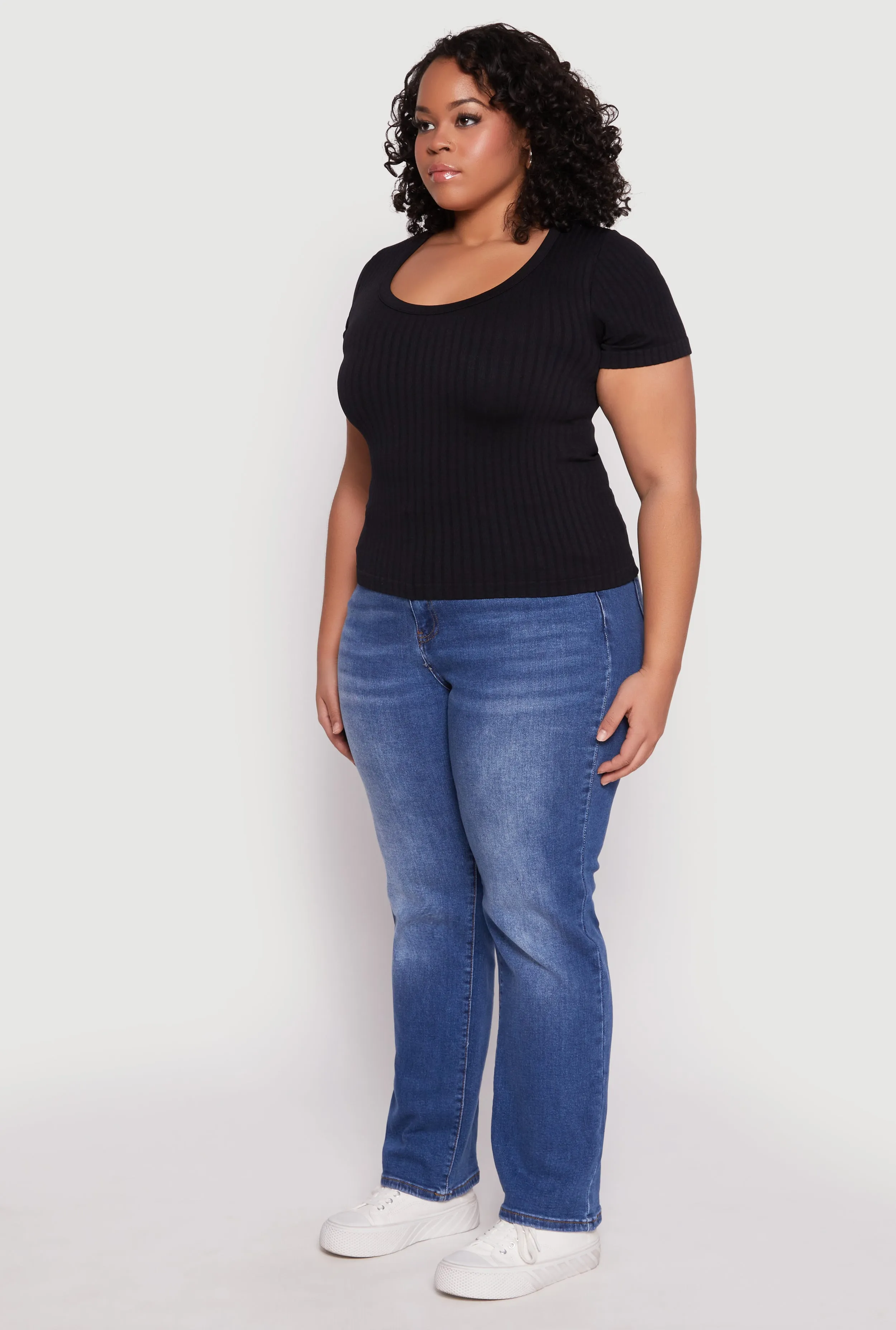 Plus Size Basic Ribbed Knit Seamless Top sold by Rainbow product image thumbnail 3