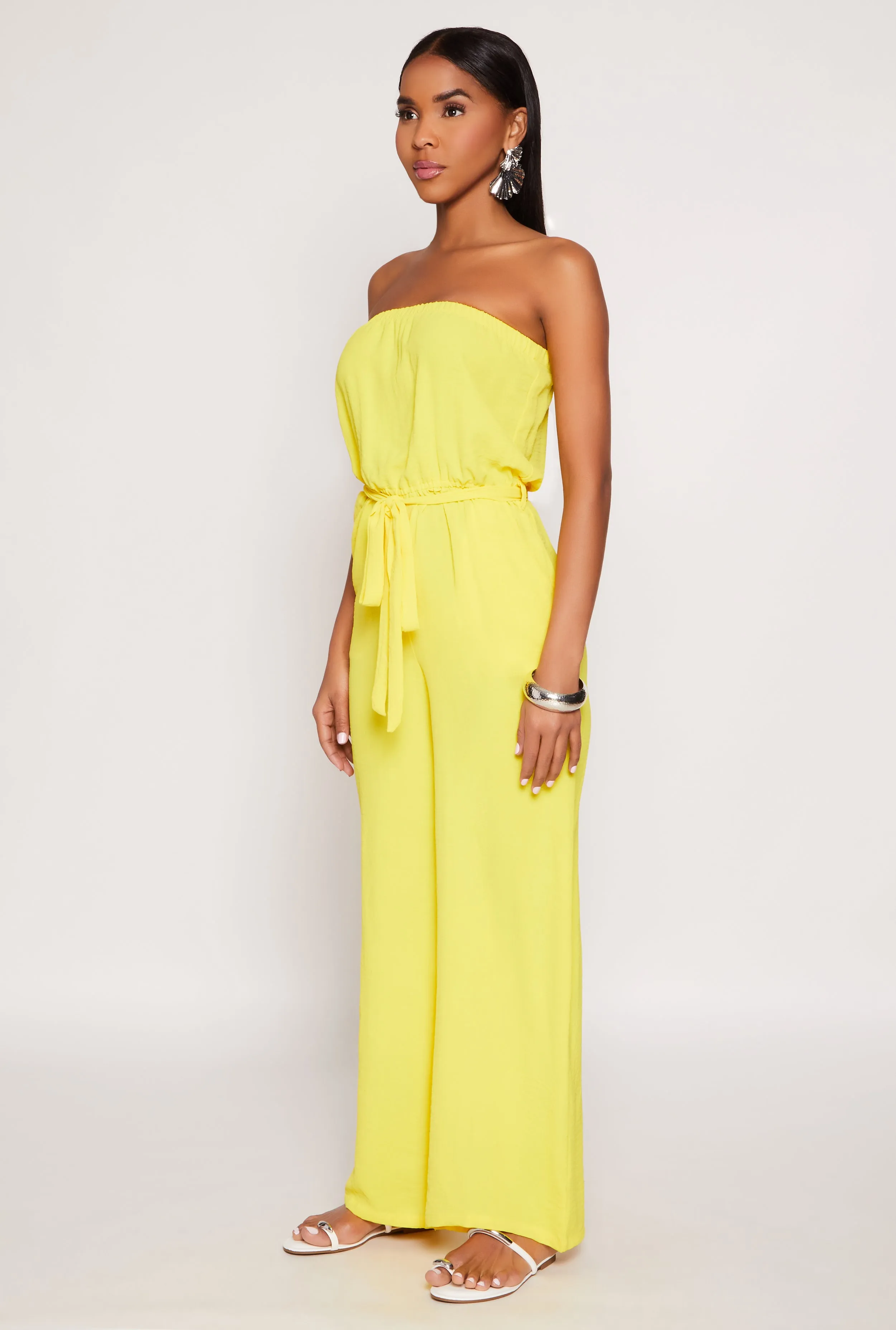 Crepe Knit Tie Waist Strapless Jumpsuit sold by Rainbow product image thumbnail 2