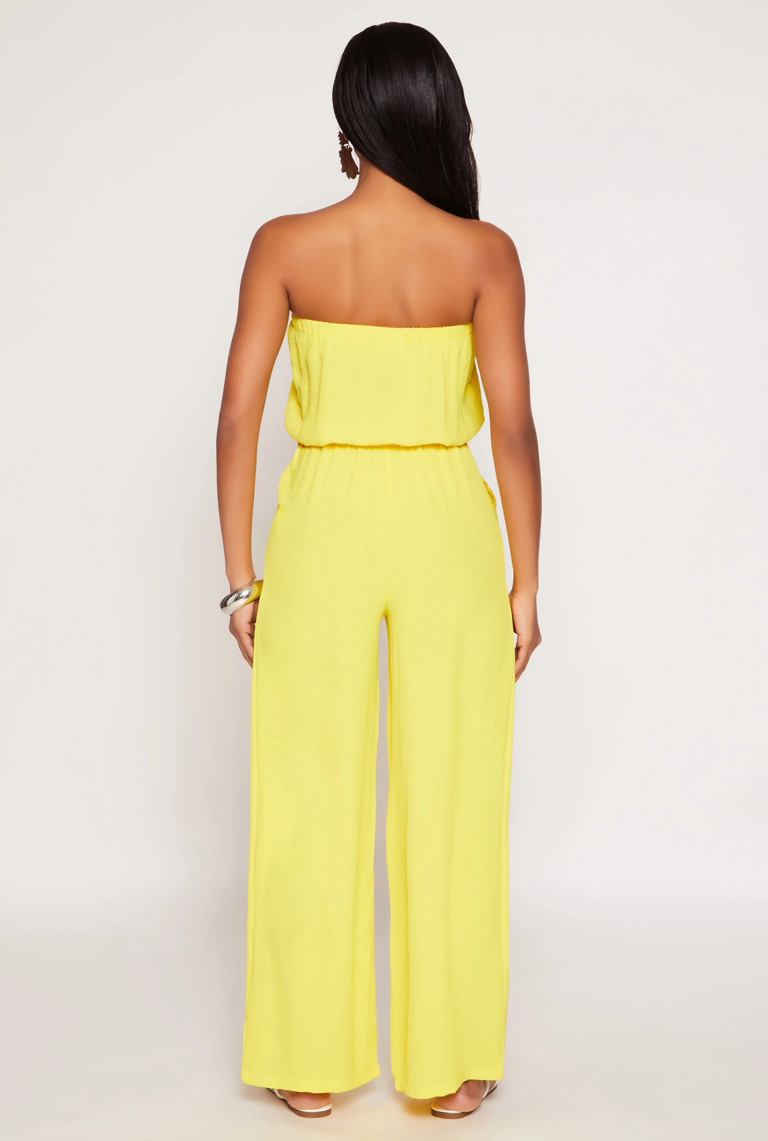 Crepe Knit Tie Waist Strapless Jumpsuit sold by Rainbow product image thumbnail 3