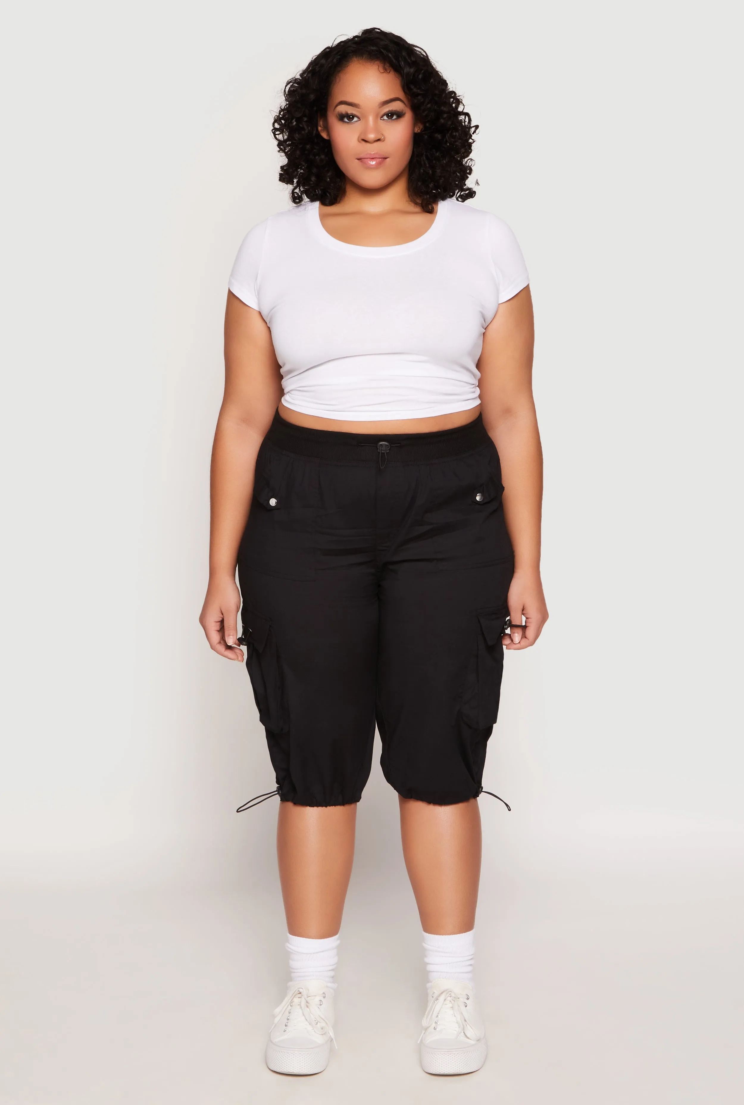 Plus Size Toggle Drawstring Bermuda Cargo Shorts sold by Rainbow