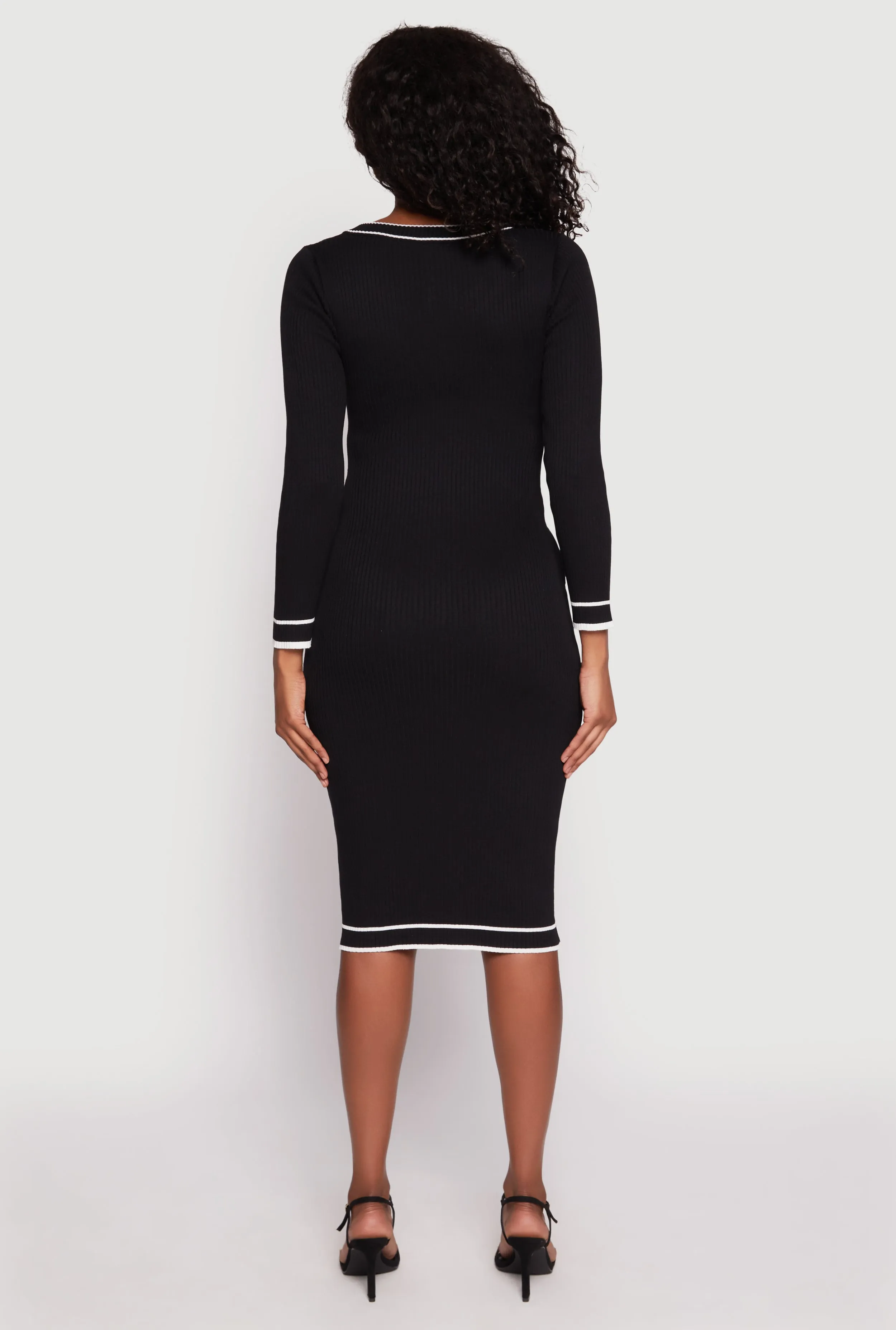 Daisy Ribbed Knit Contrast Trim Sweater Dress sold by Rainbow product image thumbnail 3
