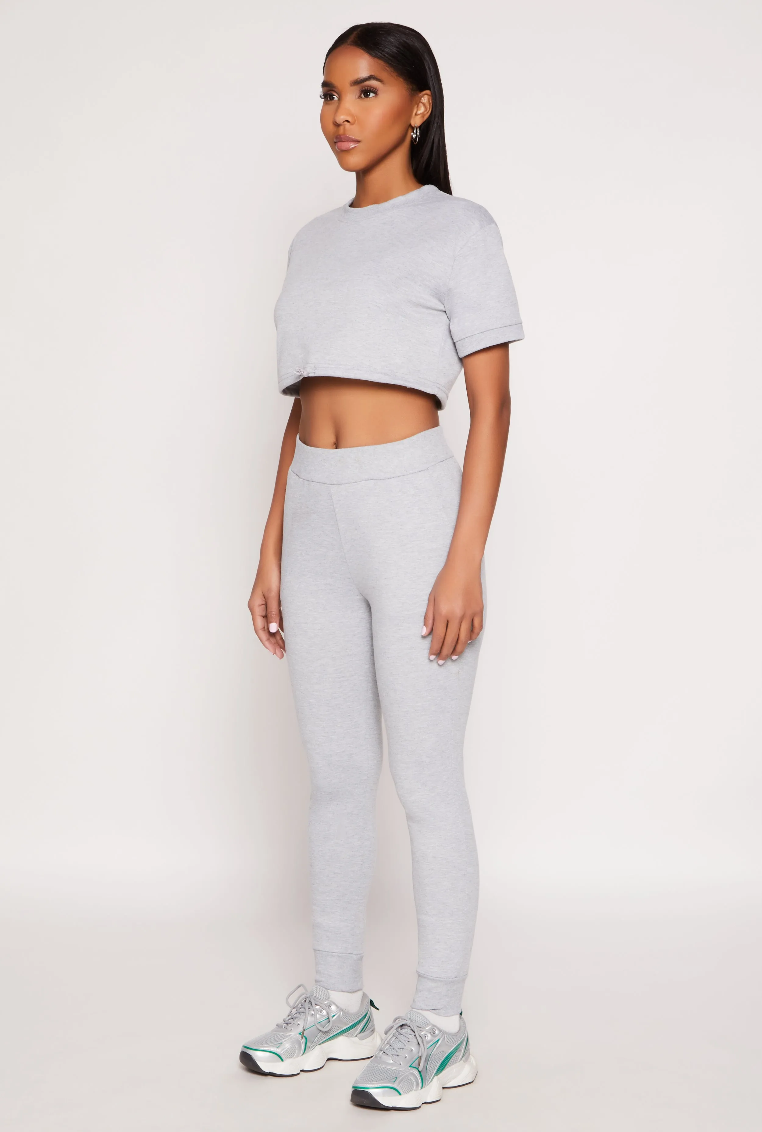 French Terry Toggle Drawstring Hem Crop Top sold by Rainbow product image thumbnail 3