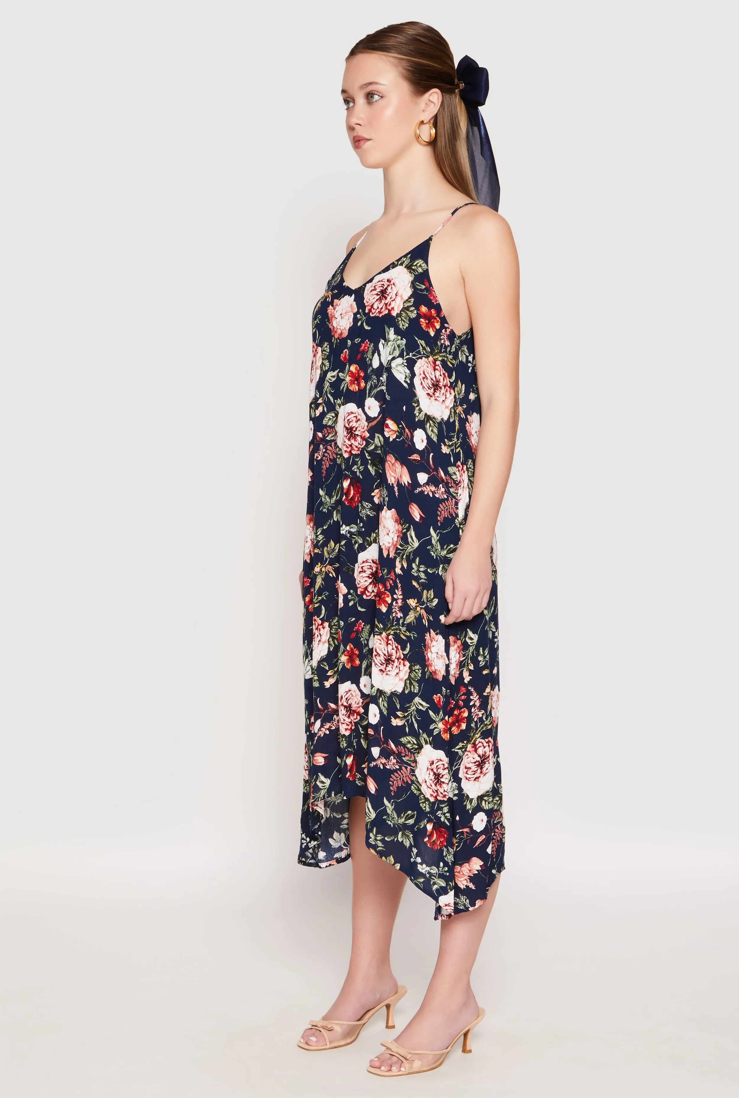 Floral Sharkbite Hem V Neck Dress sold by Rainbow product image thumbnail 2