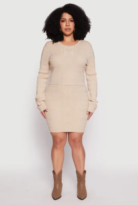 Plus Size Daisy Cable Knit Pencil Skirt sold by Rainbow