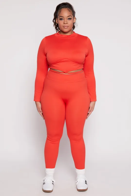 Plus Size Seamless Rib Knit High Waist Leggings sold by Rainbow